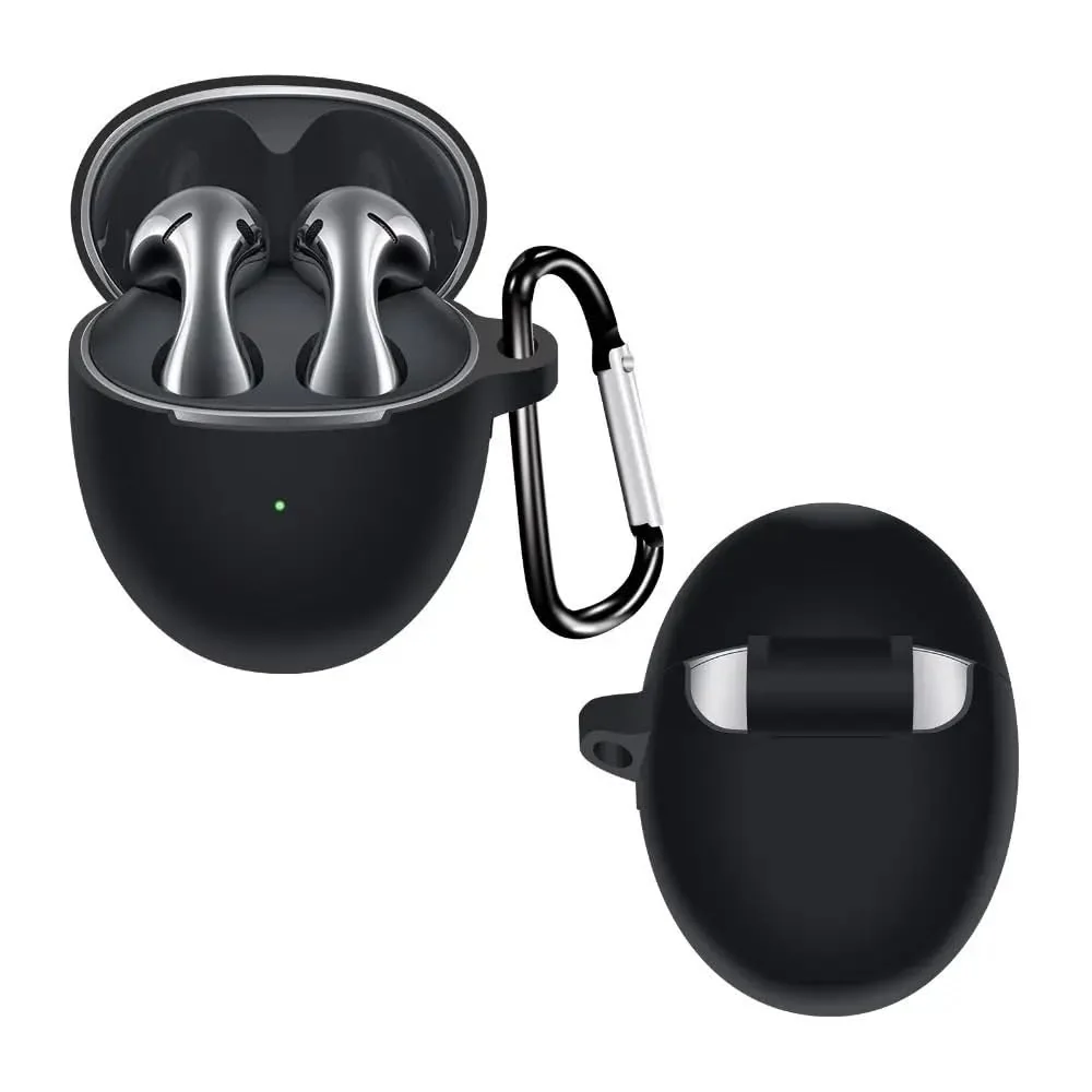 DL3 Mobilak Silicone Case Compatible with Huawei Freebuds 5 Earbuds, Soft Silicone Protective Case Cover, Shockproof Sleeve with Carabiner - Black