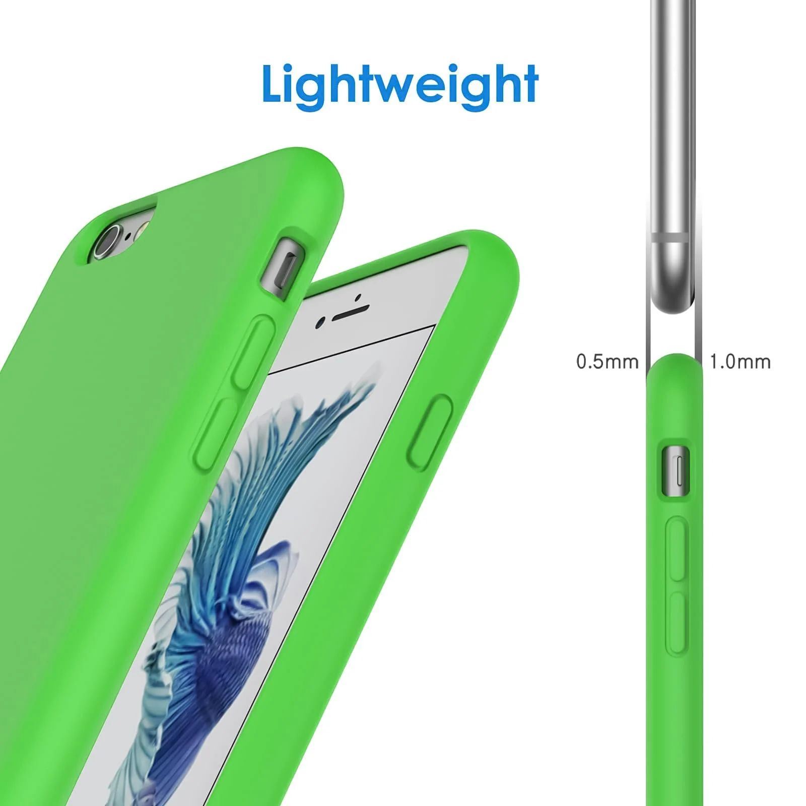 DL3 Mobilak Compatible with iPhone 6 / 6S Case, Liquid Silicone Case, Full Body Protective Cover, Shockproof, Slim Phone Case, Anti-Scratch Soft Microfiber Lining - Neon Green