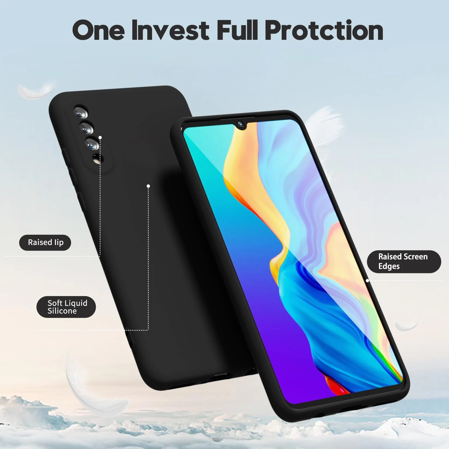DL3 Mobilak Liquid Silicone Protective Case with Soft Microfiber Lining with Full Camera Protection for Xiaomi Mi 9 - Black