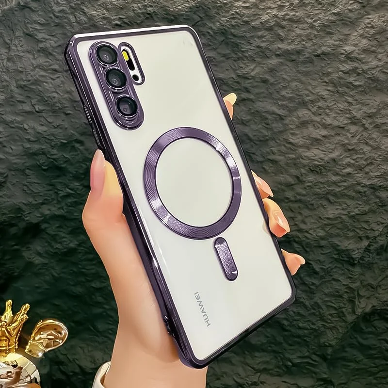 DL3 Mobilak Clear MagSafe-Compatible Magnetic Case for Huawei P30 Pro with Camera Protection and Shockproof Design