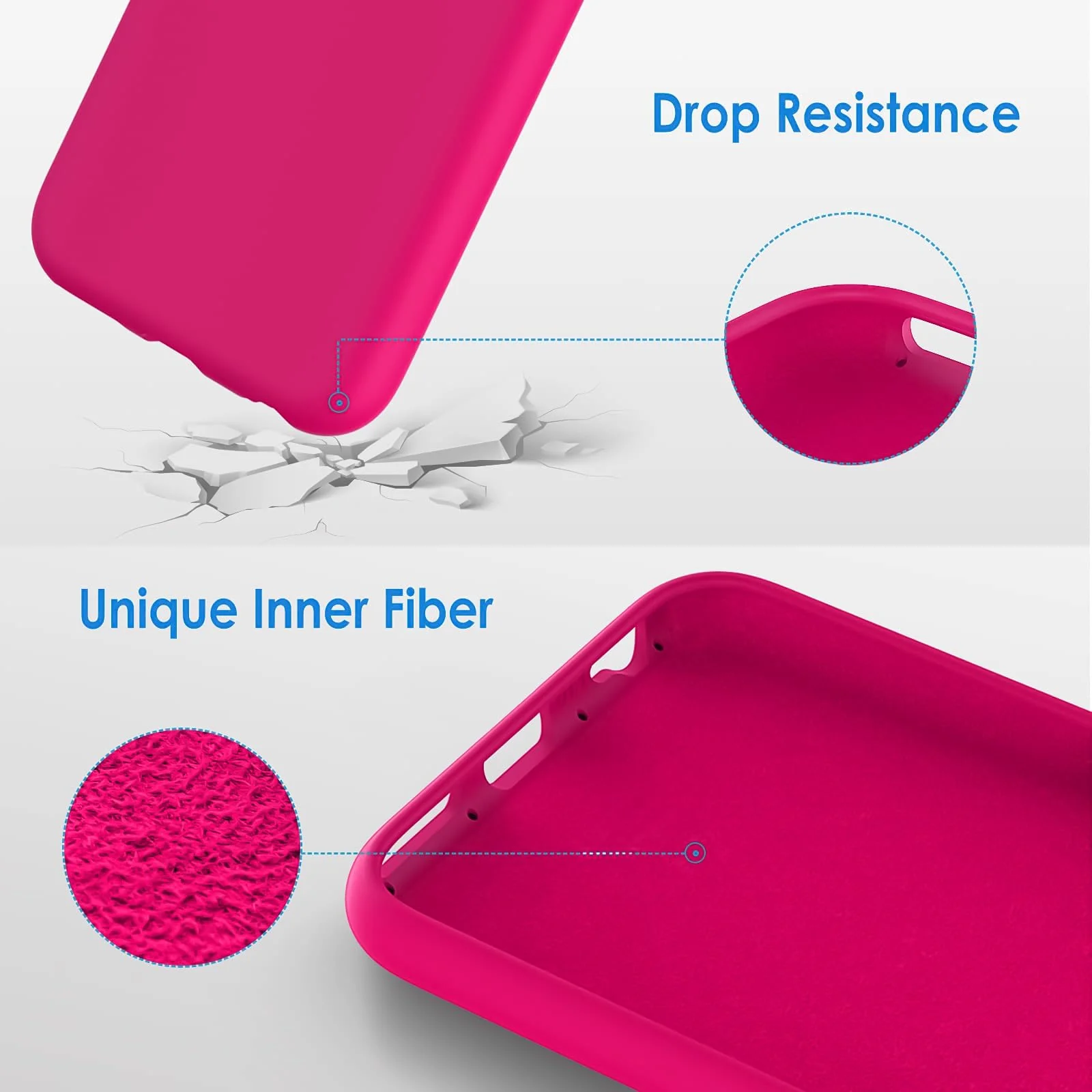 DL3 Mobilak Liquid Silicone Case for iPhone 6 / 6S, Shock-absorbing protection, Scratch-resistant surface, Soft microfiber lining - Neon Pink