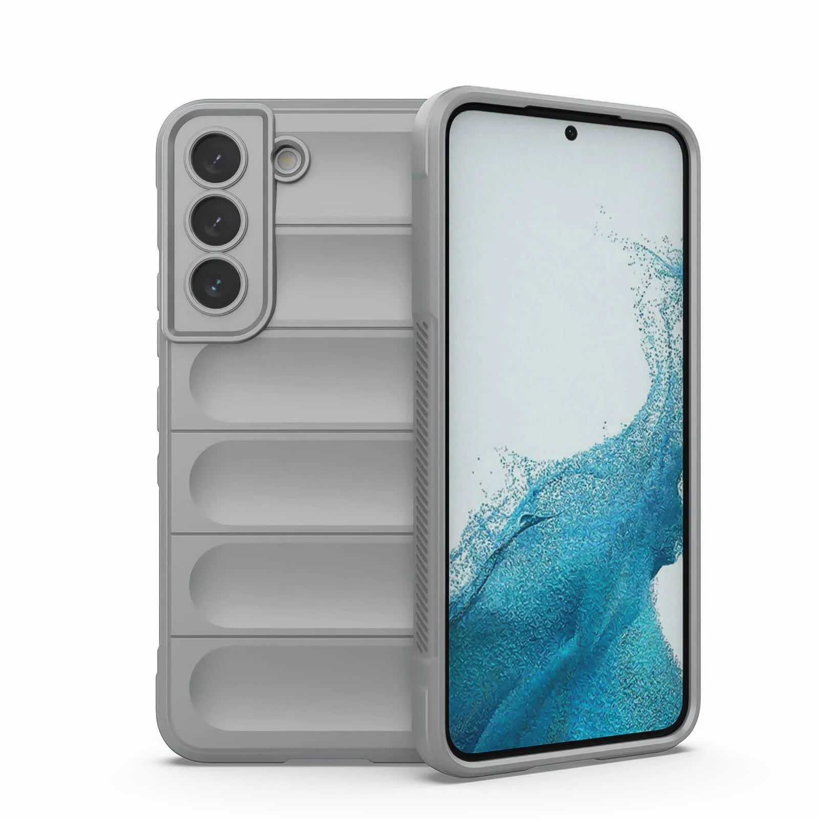 DL3 Mobilak Silicone Case for Samsung Galaxy S22 5G 6.1-Inch Heavy Duty Protective [Slim Fit] Shockproof Soft Flexible Protective Design Shock-Absorption TPU Cover With Camera Protection - Gray