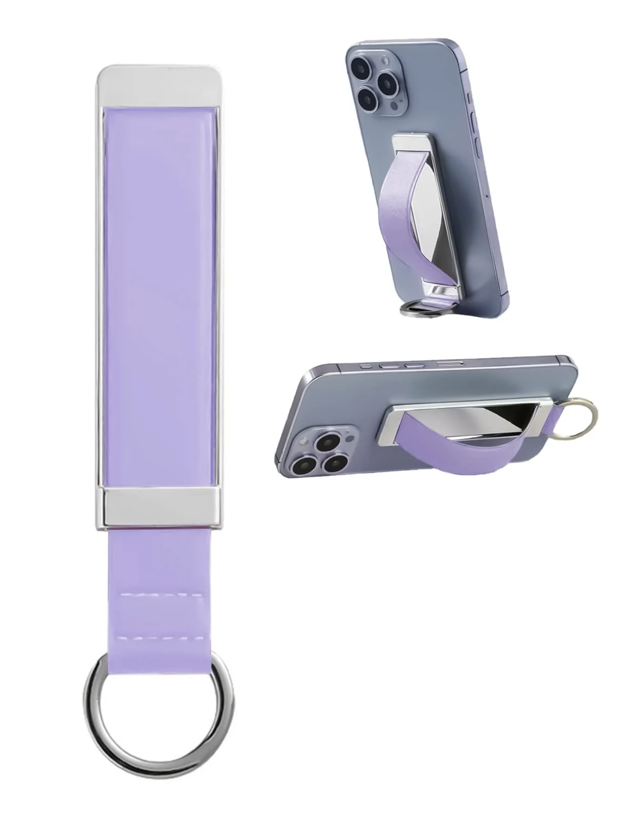 DL3 Mobilak Phone Grip Strap Finger Loop for Cell Phone Case Phone Finger Holder Assorted Colors Leather Phone Grip Stand for Most Mobile Phones and Tablets - Light Purple