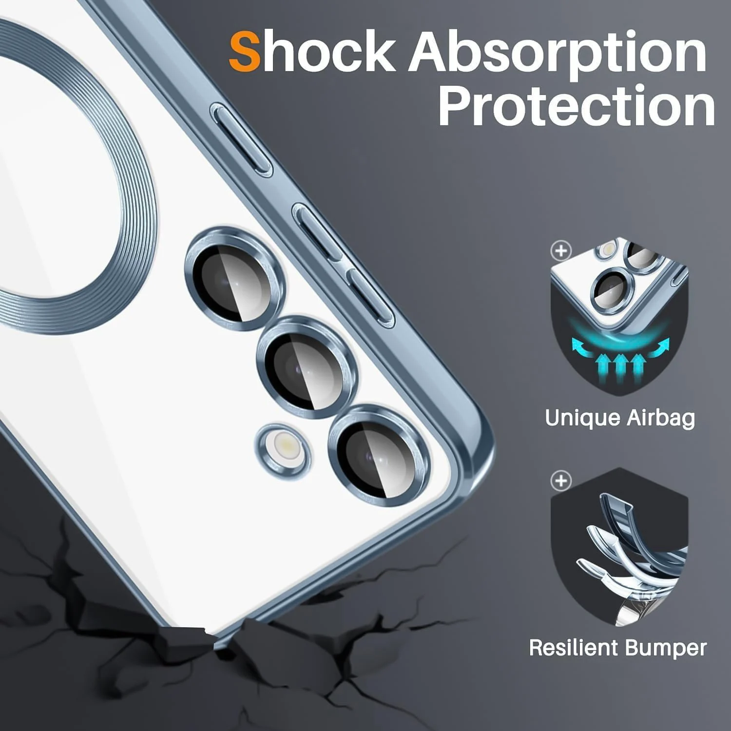 DL3 Mobilak Case For Samsung Galaxy S23+ Plus MagSafe with Camera Lens Protector, Magnetic Clear Case Full Protection Plating Anti-Scratch Slim Thin Case Cover - Sierra Blue