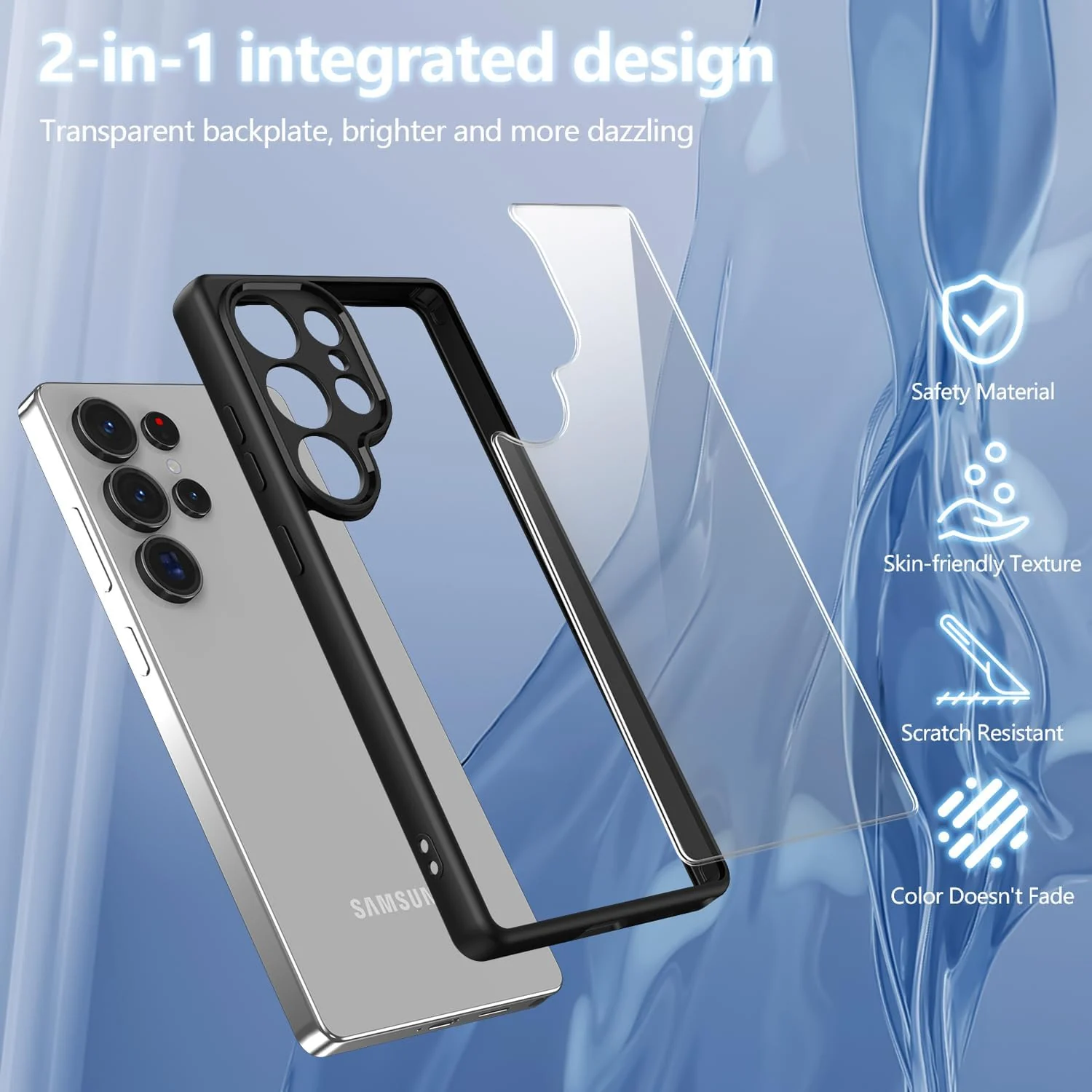 DL3 Mobilak Compatible with Samsung Galaxy S25 Ultra 5G Case Transparent, Military-Grade Shockproof Anti-Yellowing, Slim Protective Phone Case Full Bumper Cover With Camera Protective - Black