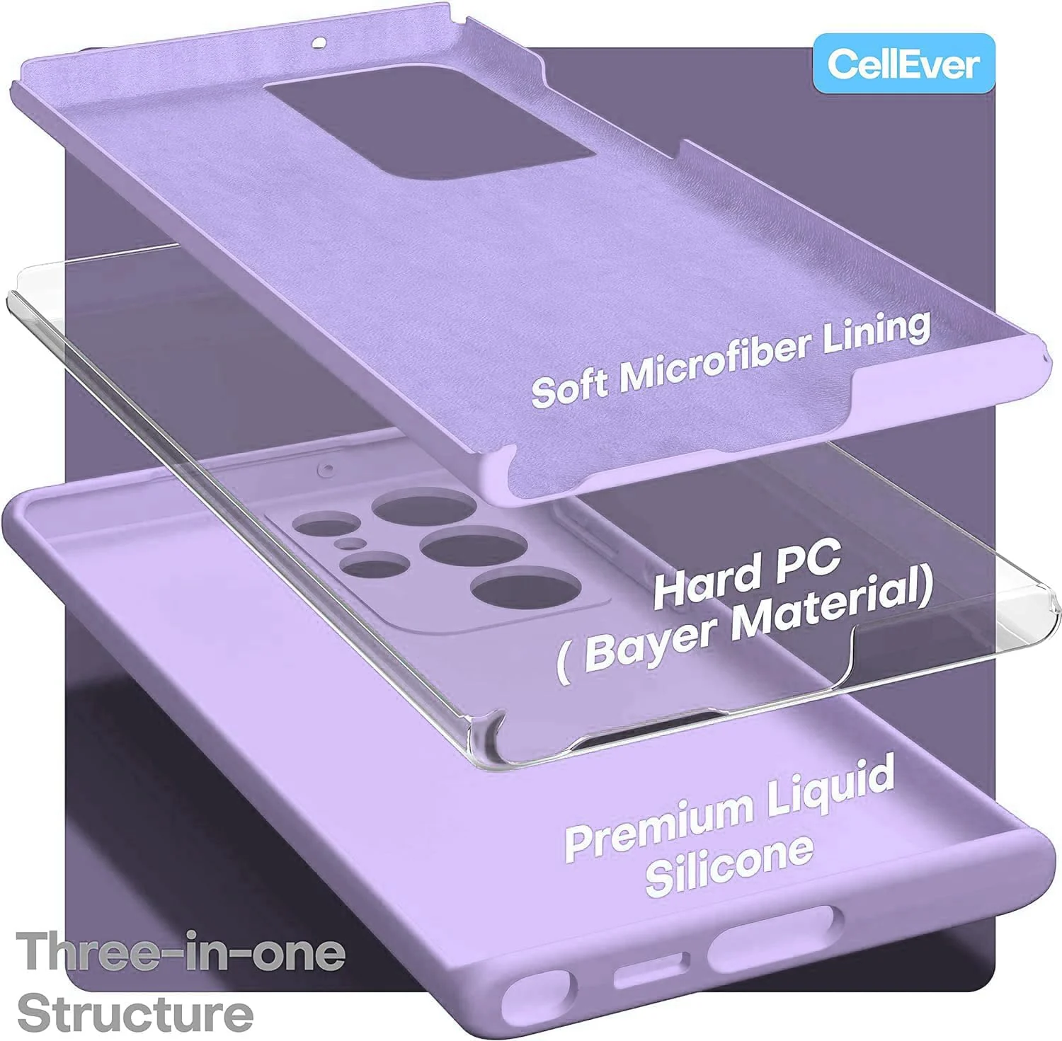 DL3 Mobilak Samsung Galaxy S24 Ultra Case, Soft Flexible Silicone Gel Rubber Bumper Cover, Full Body Shockproof Protective Phone Case - Light Purple