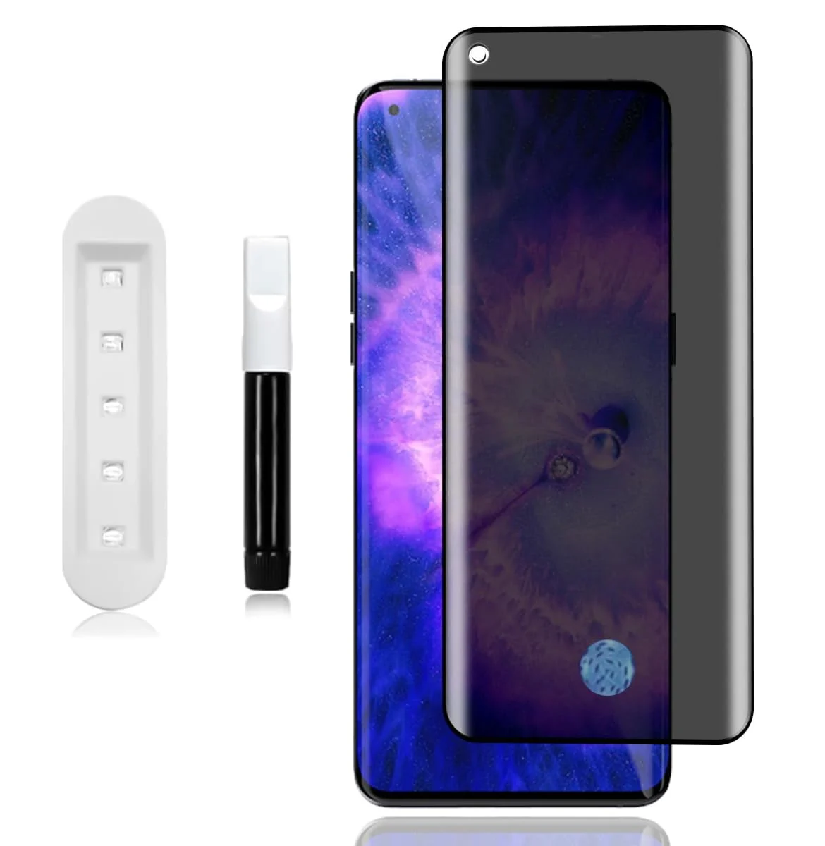 DL3 Mobilak Screen Protector for OPPO Find X5 UV Glass Fingerprint Reader Support 3D Curved Anti-Spy Tempered Glass Screen Protector - Privacy