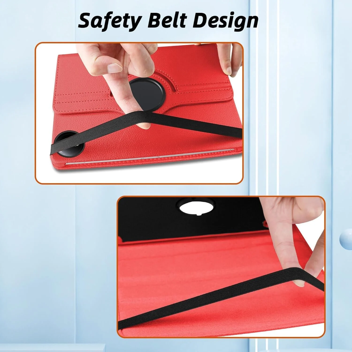 DL3 Mobilak Protective Cover for Xiaomi Redmi Pad SE 8.7'' inch 2024, 360° Rotatable Smart Stand, Leather Folio Flip Cover with Multi-Angle Viewing, Auto Wake Sleep - Red