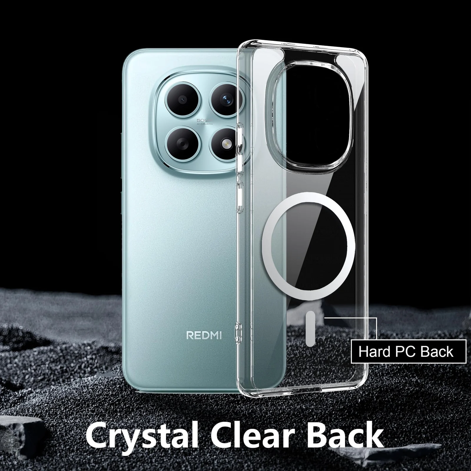 MOBIGON Slim Magnetic MagSafe-Compatible Phone Case for Xiaomi Redmi Note 15 4G / 5G, Clear