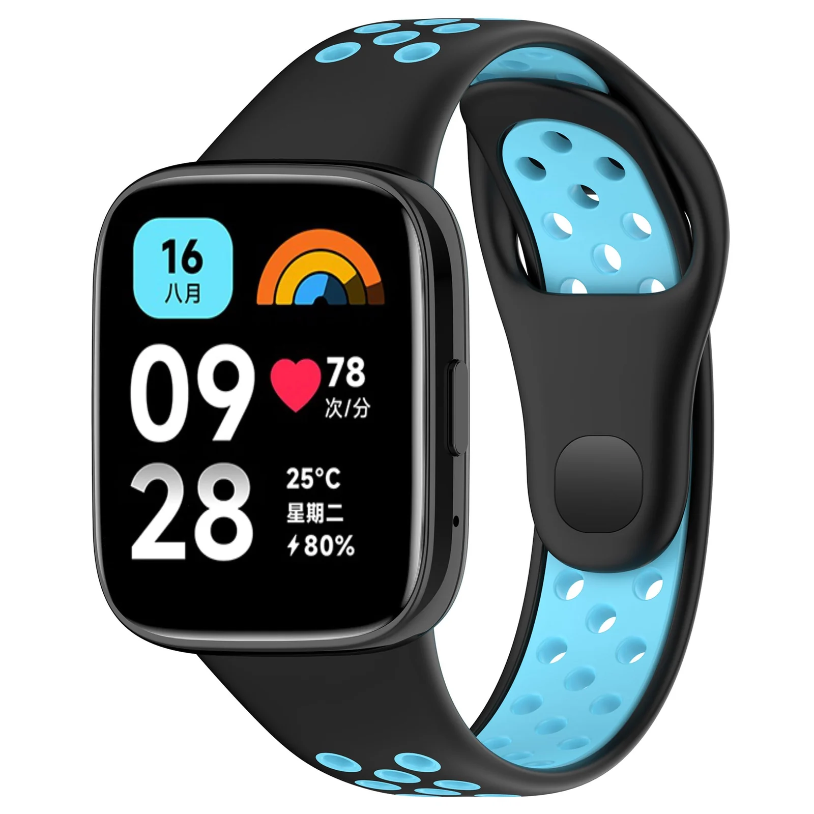 DL3 Mobilak Strap Silicone Compatible With Xiaomi Redmi Watch 3 Active/Redmi Watch 3 Lite, Sport Silicone Watch Band Wrist Strap, Bracelet Wristband Wrist Strap - Black Blue