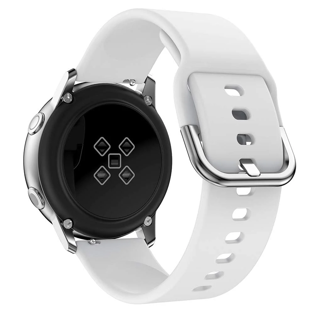 DL3 Mobilak Strap Silicone Buckle 20MM For Samsung Galaxy Watch 7/6/5/4 40mm 44mm/Watch 5 Pro/S2 classic/active 2 40mm 44mm/Amazfi GTS 2/2e/3/3 Pro/GTS 4/GTS 2 Mini/3 Mini/4 Mini/Bip 3/Bip 3 Pro Band - White