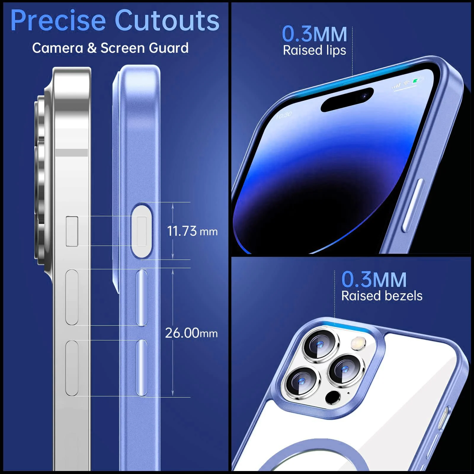 DL3 Mobilak Clear MagSafe-Compatible Magnetic Case for iPhone 15 Pro with Magnetic Car-Mount Support and Military-Grade Protection - Sierra Blue