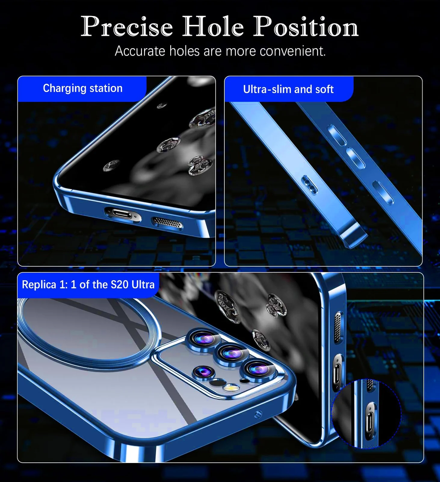 DL3 Mobilak Clear MagSafe-Compatible Magnetic Case for Samsung Galaxy S20 Ultra with Camera Protection and Shockproof Design - Blue