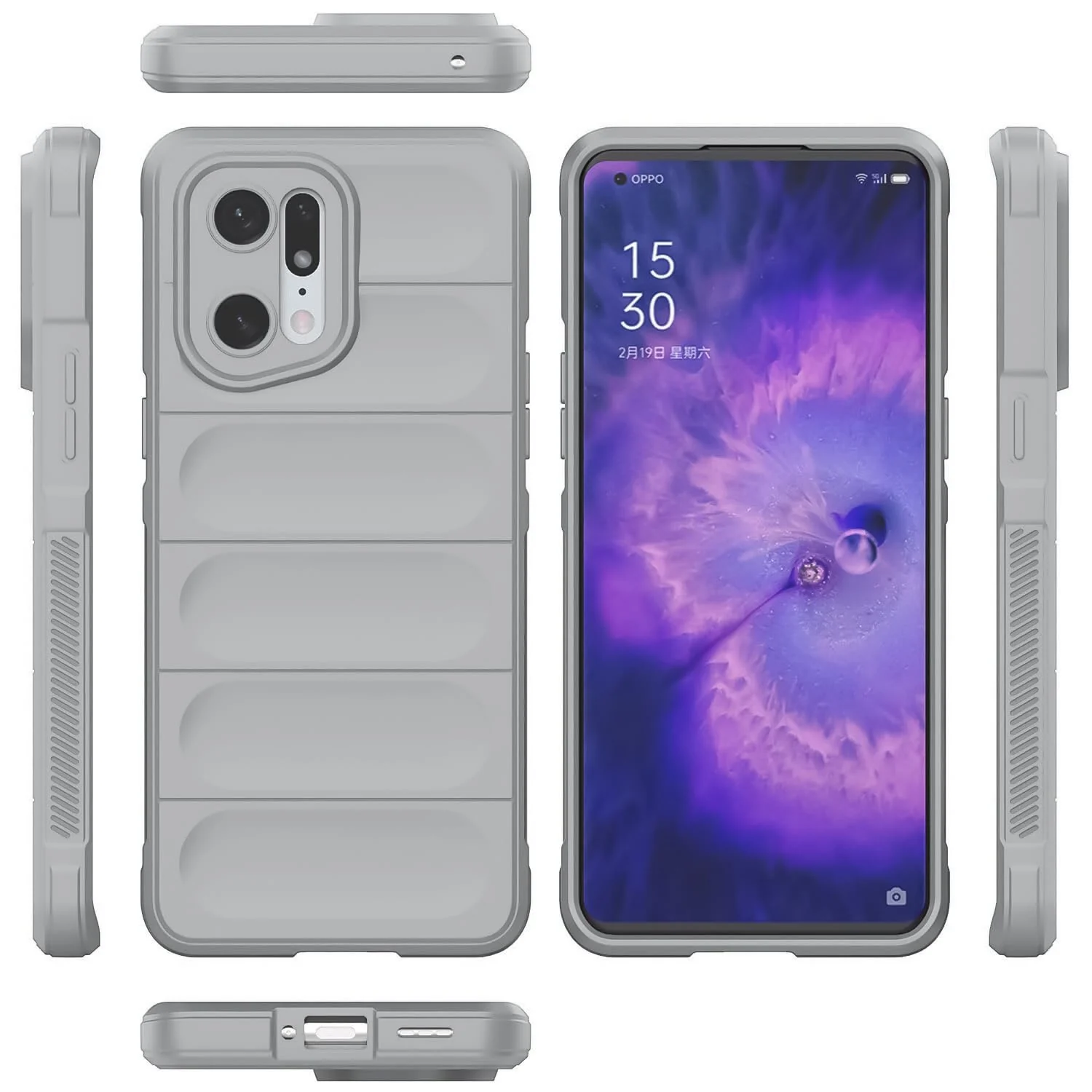 DL3 Mobilak Soft Silicone Protective Case for OPPO Find X5 with Camera Protection and Shockproof Design - Gray