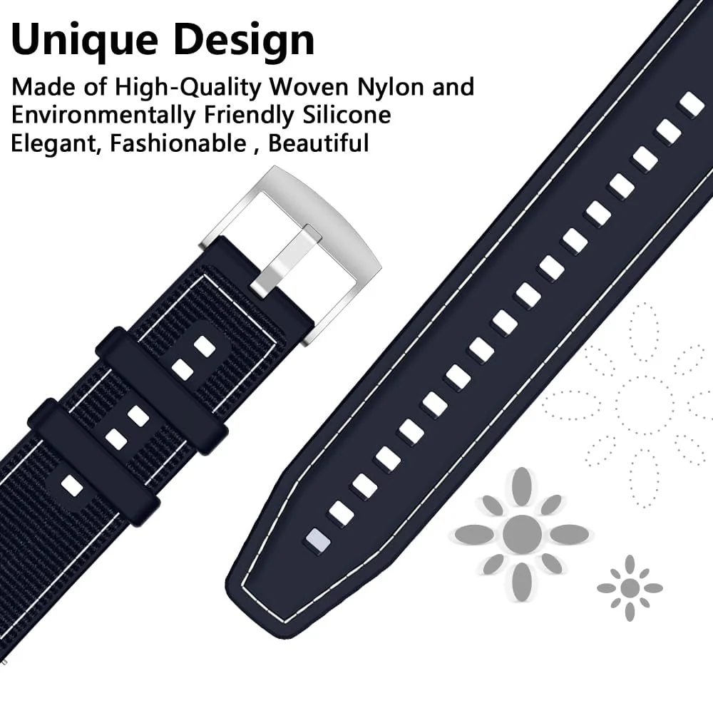 DL3 Mobilak Sport Silicone Nylon Band Designed for Huawei Watch Fit 2 for Men Women, Waterproof Soft Replacement Strap for Huawei Watch Fit2 - Blue