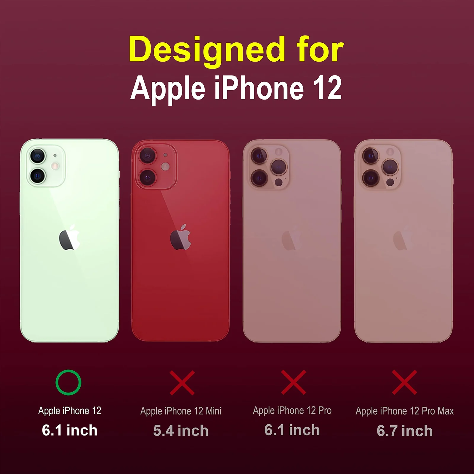 DL3 Mobilak Silicone Case for Apple iPhone 12 Heavy Duty Protective [Slim Fit] Shockproof Soft Flexible Protective Design Shock-Absorption TPU Cover With Camera Protection - Wine Red