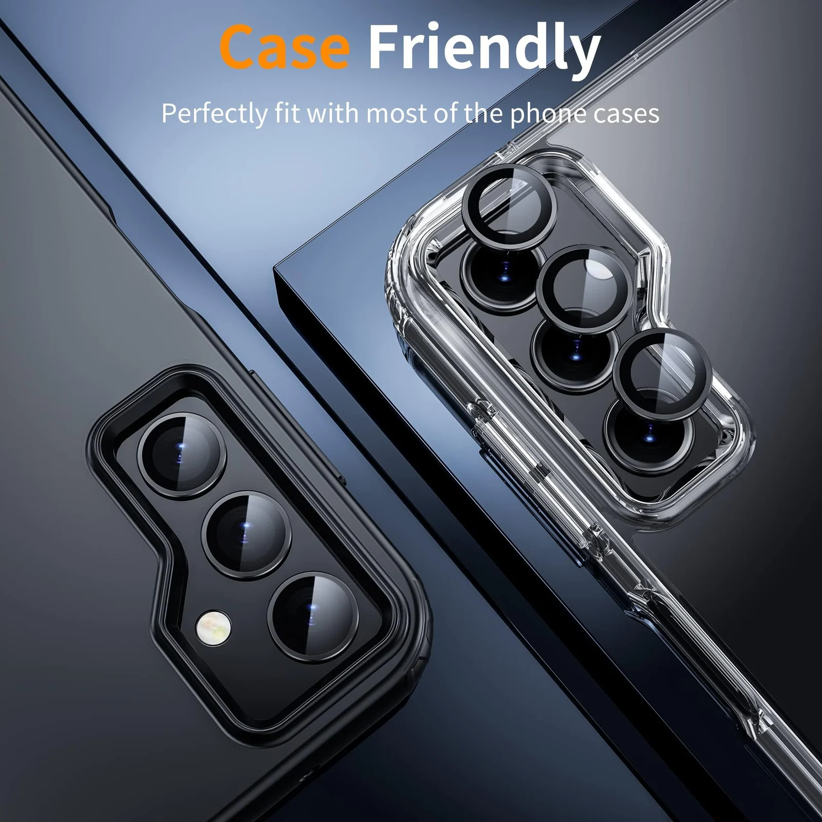 DL3 Mobilak Camera Lens Protector Compatible with Samsung Galaxy A54 5G Camera Lens Film Metal Ring Ultra HD, 9H Hardness, Scratch Resistance Camera Lens Protective Film - Black