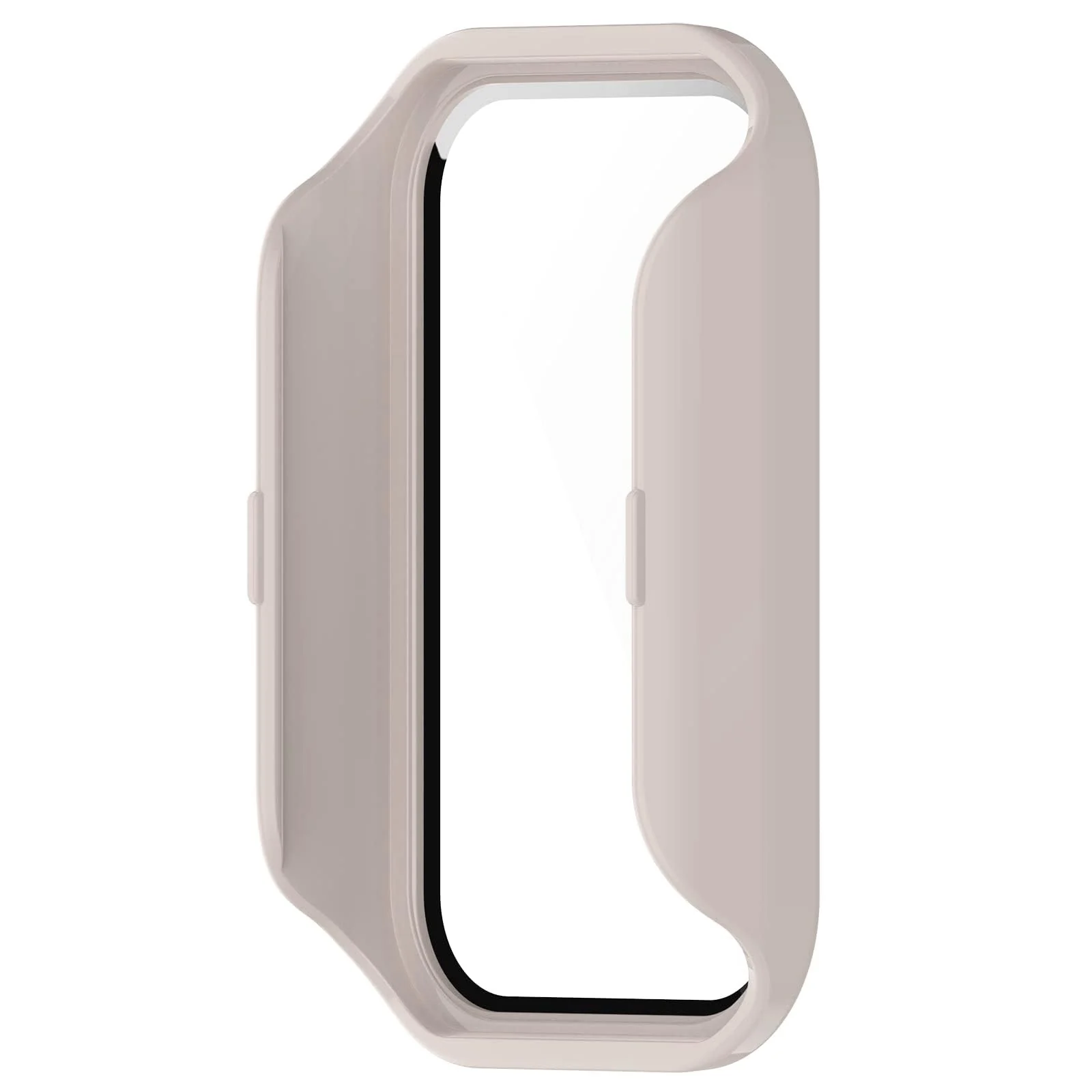 DL3 Mobilak Case Compatible with Xiaomi Redmi Band 2/ Xiaomi Smart Band 8 Active, Full Coverage Slim Hard PC Case Protective Bumper Built-in Tempered Glass Screen Protector Shell - Ivory White
