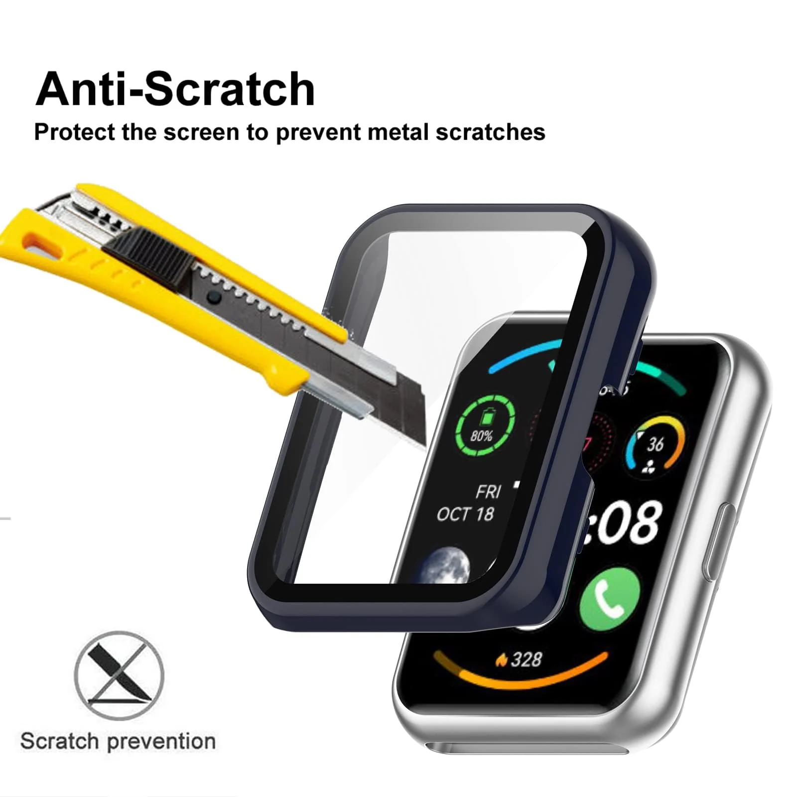 DL3 Mobilak Protective Case Compatible with Huawei Watch Fit 2 9H Hardness PC Case Bumper Full Slim Protective Cover with Tempered Glass For Huawei Watch Fit2 - Blue