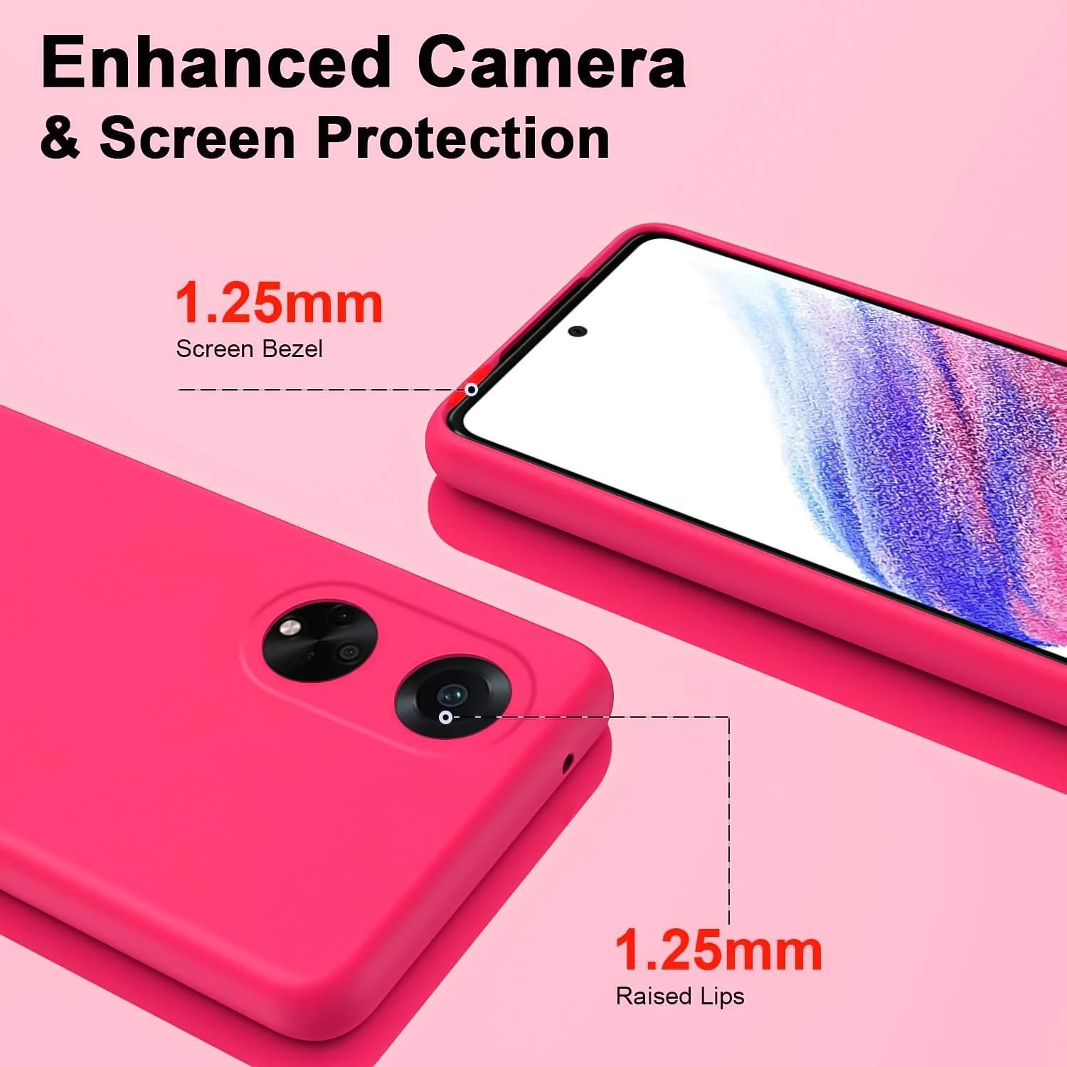 DL3 Mobilak Soft Silicone Protective Case for OPPO A98 with Microfiber Lining and Shockproof Design - Hot Pink