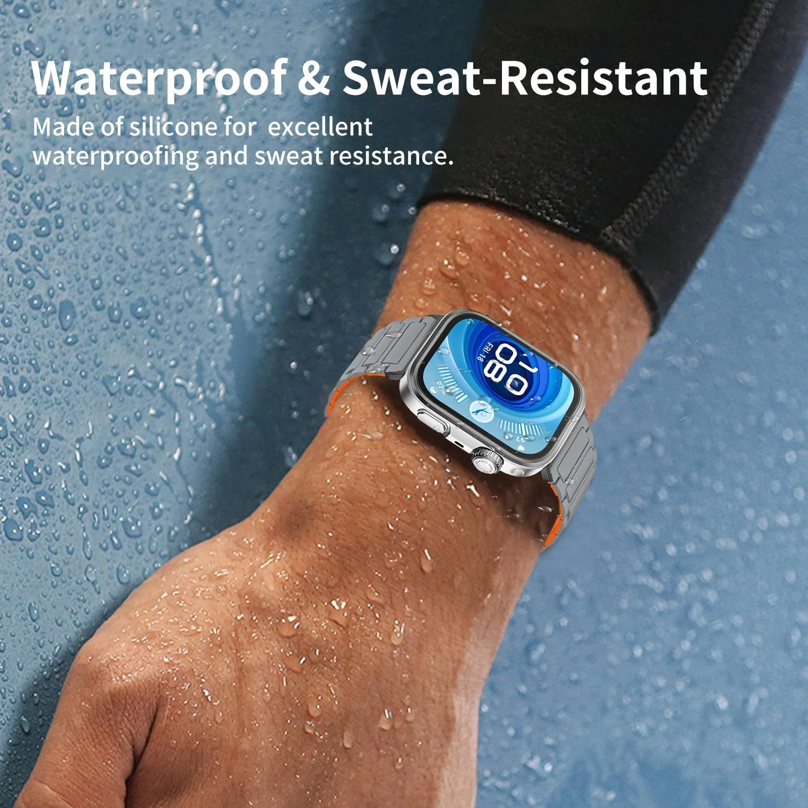 DL3 Mobilak Magnetic Strap for Huawei Watch Fit 4 Pro/Fit4/Fit 3 Replacement Straps Strong Silicone, Easy to Wear, Waterproof, Sporty, Daily Wear Watchbands for Men and Women - Gray | Orange