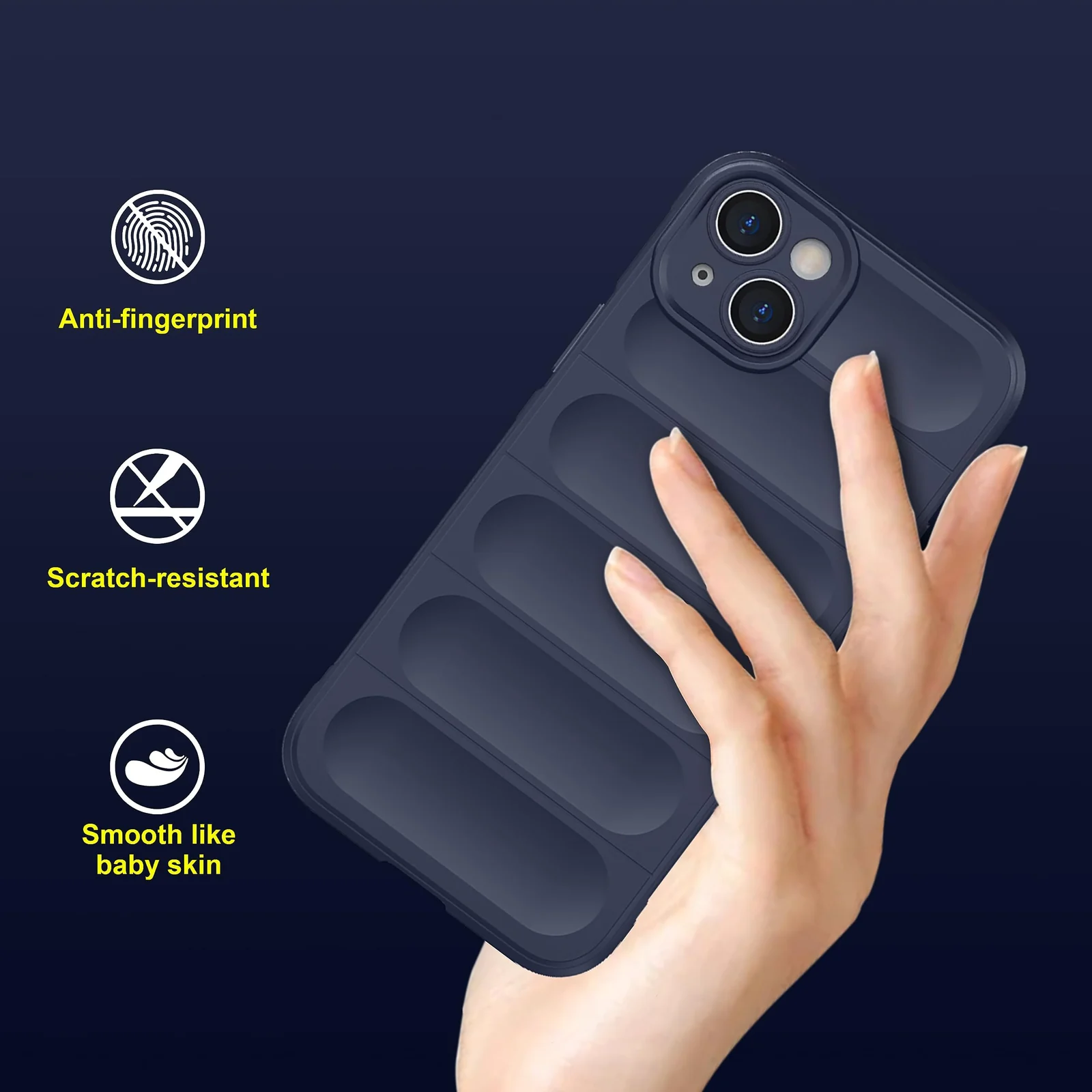 DL3 Mobilak Silicone Case for iPhone 15+ Plus 6.7-Inch Heavy Duty Protective [Slim Fit] Shockproof Soft Flexible Protective Design Shock-Absorption TPU Cover With Camera Protection - Blue