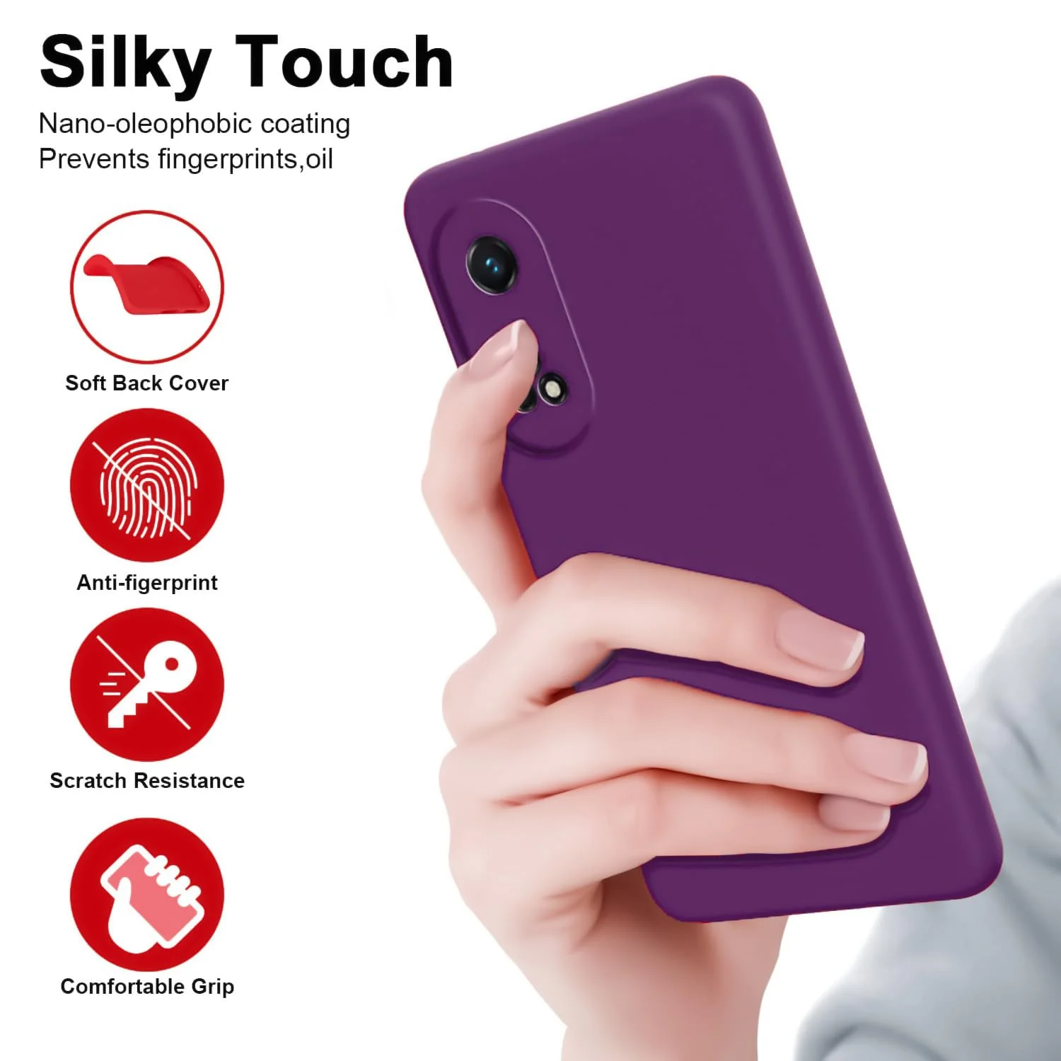 DL3 Mobilak Soft Silicone Protective Case for OPPO Reno 8T 4G with Microfiber Lining and Shockproof Design - Violet