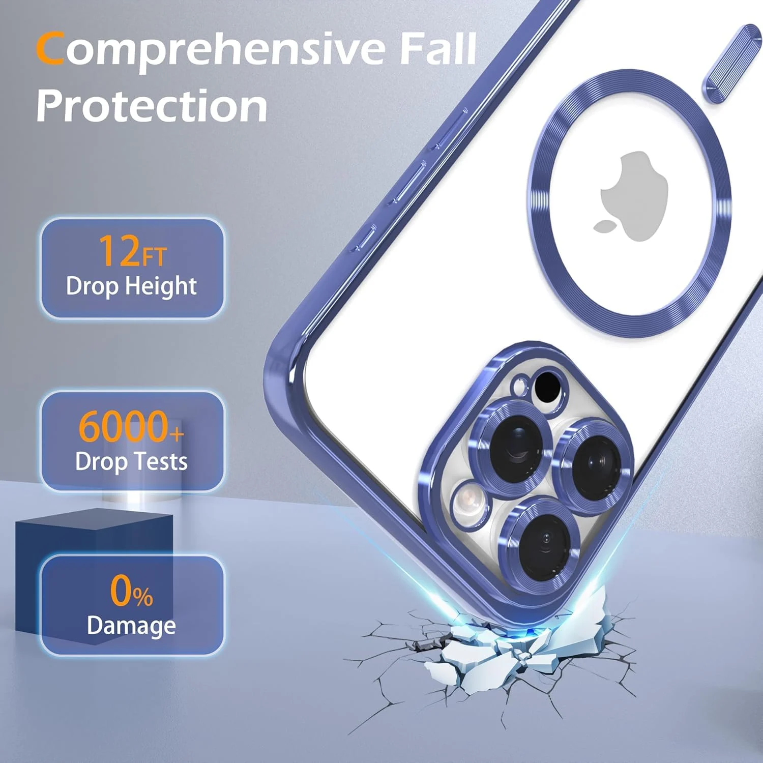 DL3 Mobilak Soft Clear Case for iPhone 11 Pro 5.8-Inch, Camera Lens Full Protection, Compatible with MagSafe Wireless Charging, Shockproof Electroplated TPU Phone Cover - Blue