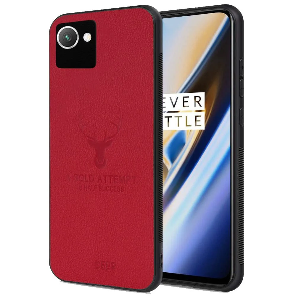 Dl3 Mobilak Case For Realme C30/Realme Narzo 50i Luxury Soft Texture Deer Patterned TPU Leather Protective, Dirt-Resistant, Anti-Shock, Anti-Fingerprint, Cover Full Body Protective (Brown)