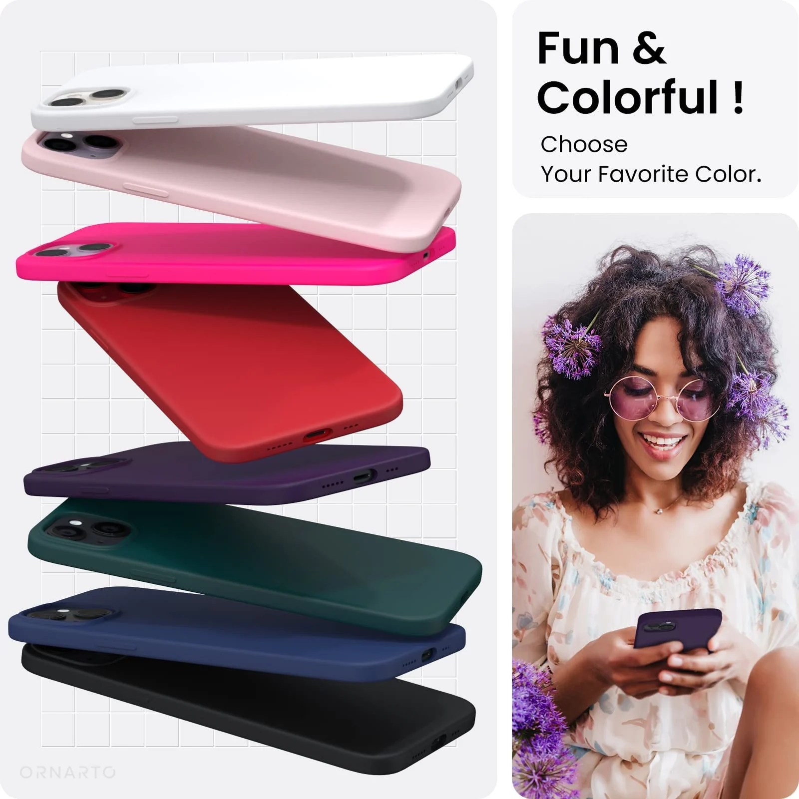 "DL3 Mobilak Liquid Silicone Protective Case for 𝐢𝐏𝐡𝐨𝐧𝐞 𝟏𝟓 𝐏𝐥𝐮𝐬, 𝐢𝐏𝐡𝐨𝐧𝐞 𝟏𝟒 𝐏𝐥𝐮𝐬 "" with Camera Protection and Microfiber Lining - Elderberry"