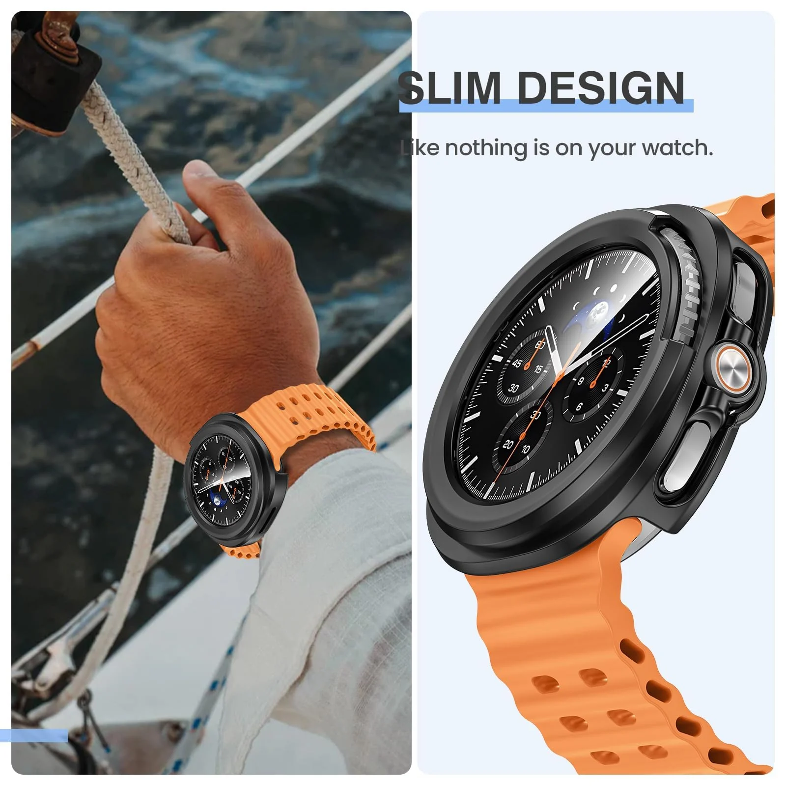 DL3 MOBILAK Full-Coverage Watch Case with Tempered Glass for Samsung Galaxy Watch 8 Classic 46 mm, Black