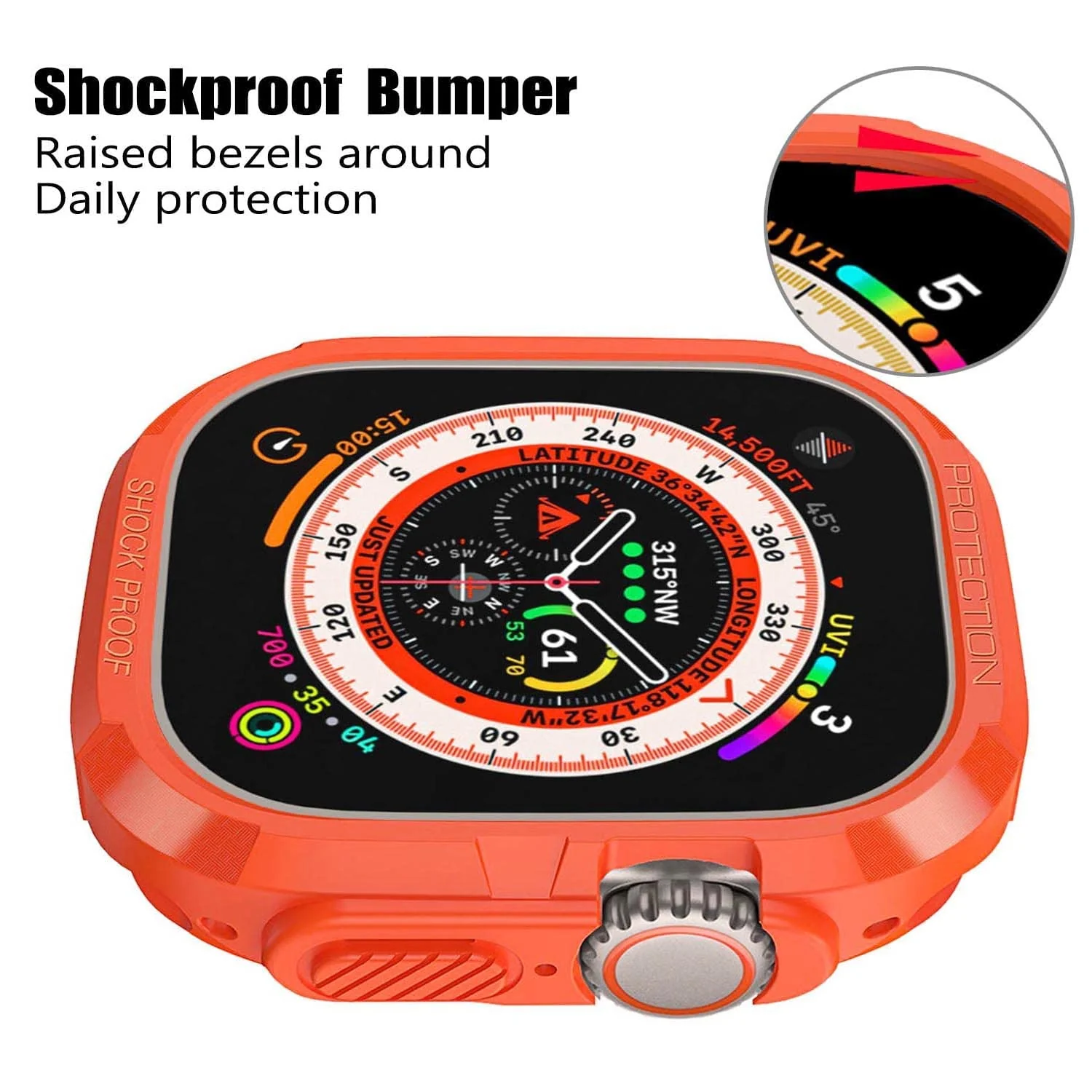 DL3 Mobilak Compatible for Apple Watch Ultra 49mm Rugged Case All Around Shockproof TPU Protective Cover Bumper Lightweight and Shock Absorbent for Apple Watch Ultra 49mm - Orange