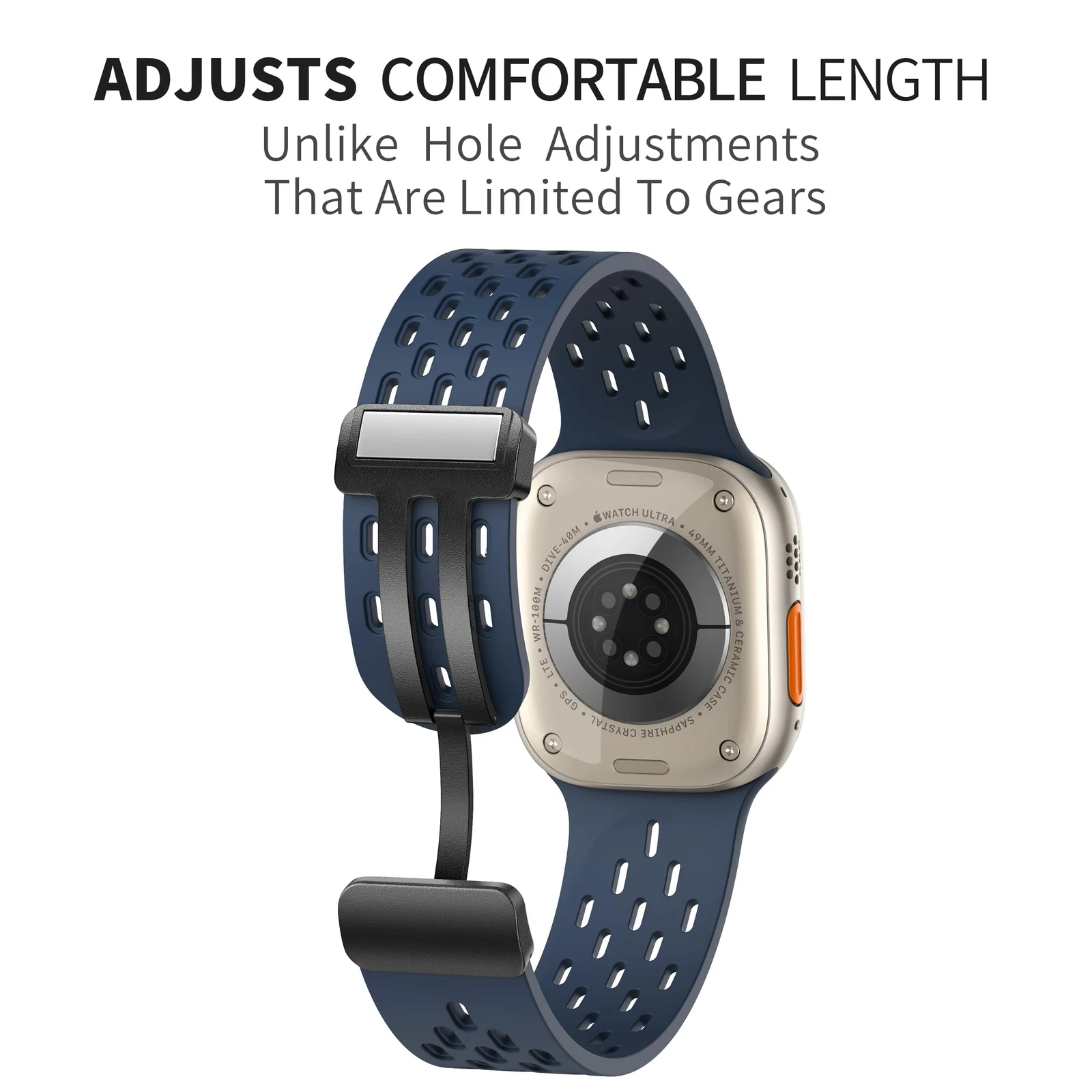 DL3 Mobilak Magnetic Bands for Apple Watch Band 49mm 46mm 45mm 44mm 42mm, Soft Silicone Magnetic Buckle Breathable Sport Watch Strap for iWatch Ultra2 Ultra SE SE2 Series 10 9 8 7 6 5 4 3 2 1 - Navy Blue