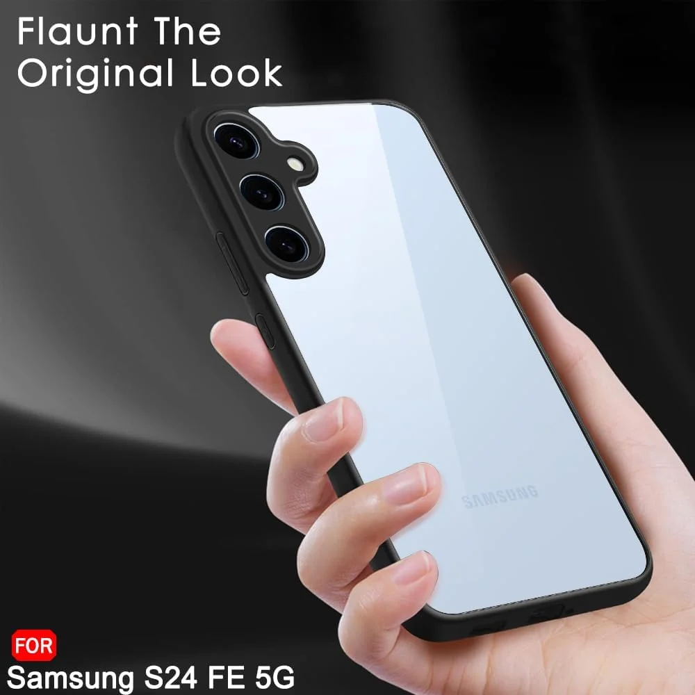 DL3 Mobilak Clear PC and TPU Protective Case for Samsung Galaxy S24 FE 5G with Camera Protection and Military-Grade Protection - Black