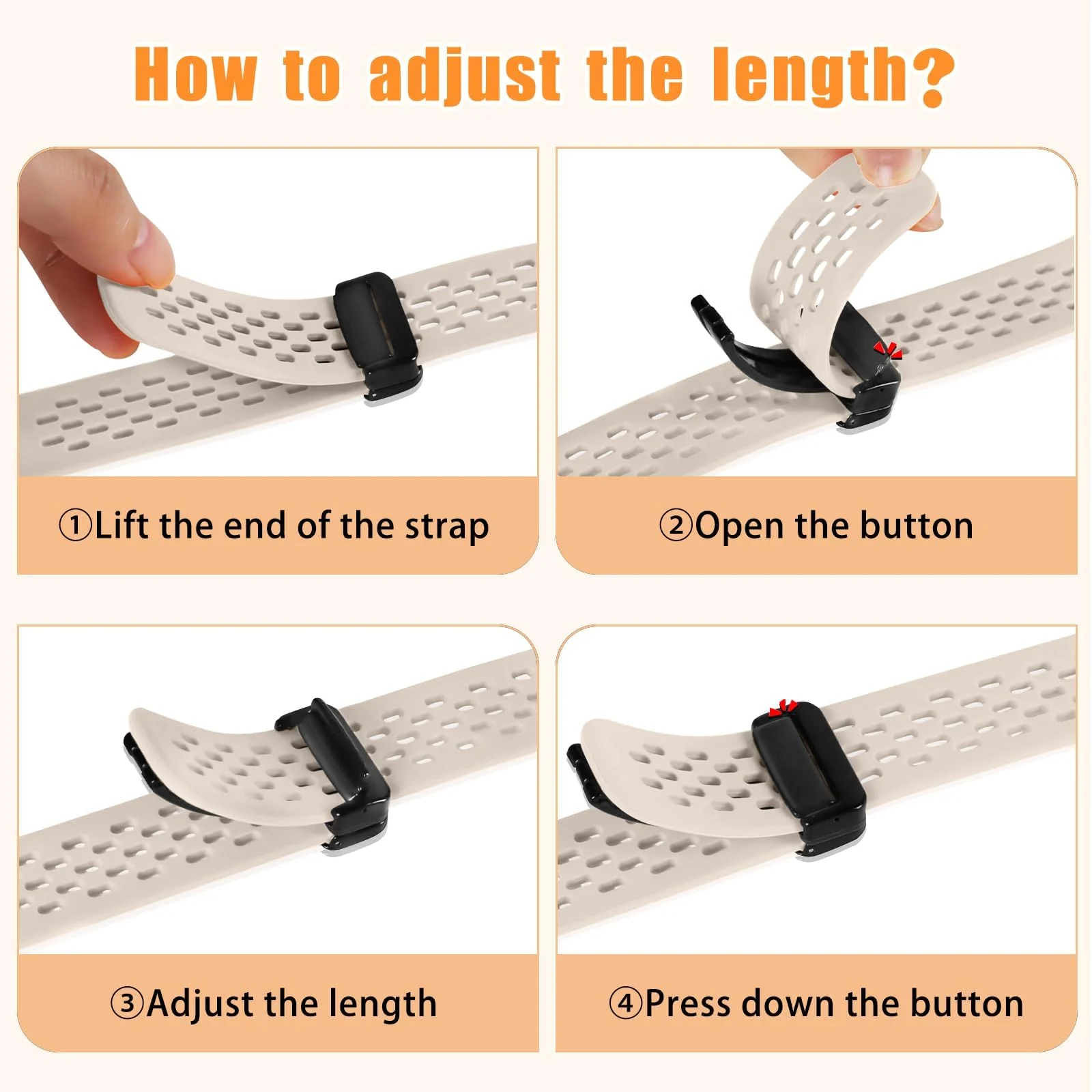 DL3 Mobilak 18mm Silicone Strap For Huawei Watch GT 6 41mm/GT 5 Pro 42 mm/GT 5 41mm/GT4 41 mm/Watch 5 42mm Magnetic Metal Buckle Sport Silicone Breathable Strap, Band Soft Replacment Wristband - Starlight