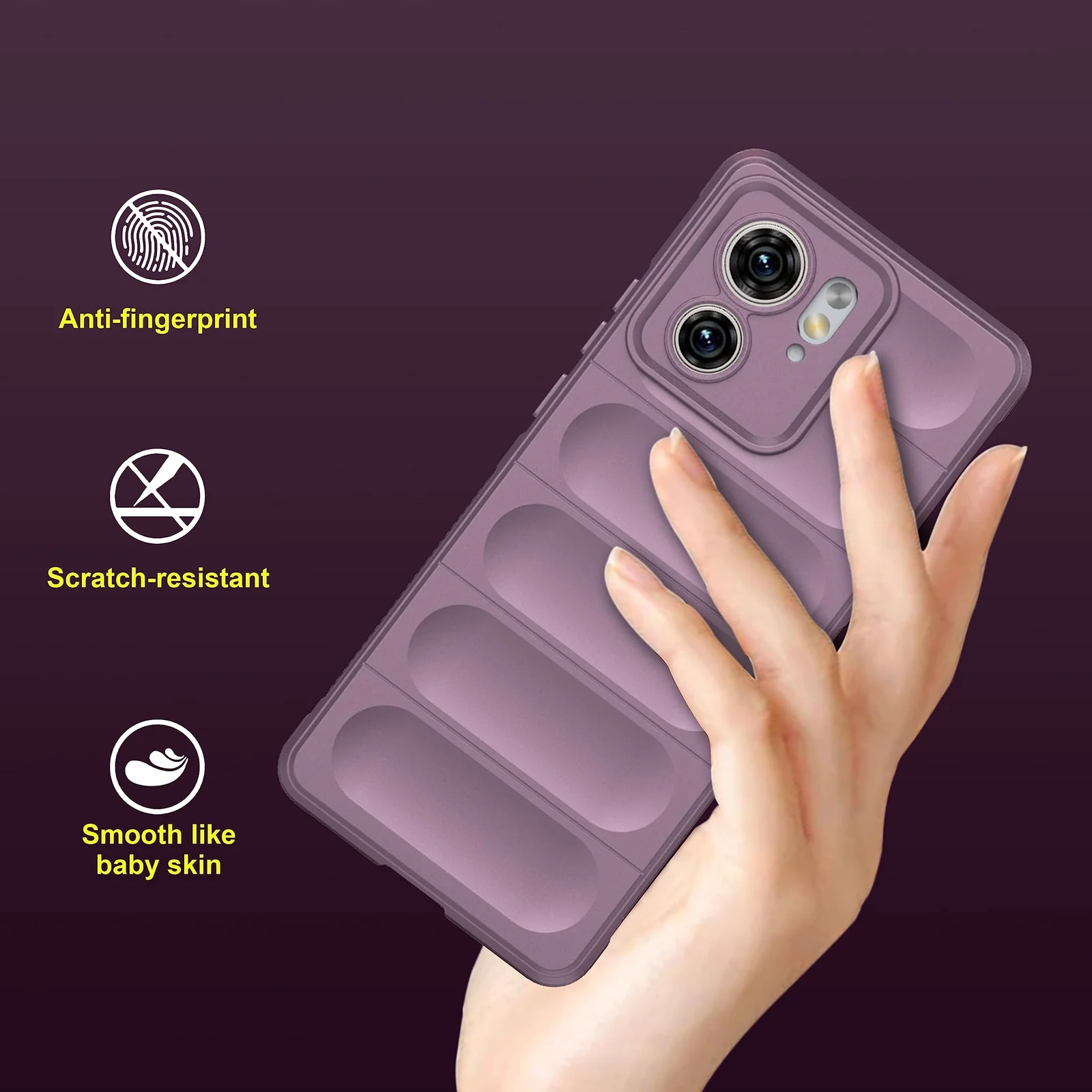 DL3 Mobilak Soft Silicone Protective Case for Motorola Edge 40 5G with Camera Protection and Shockproof Design - Purple