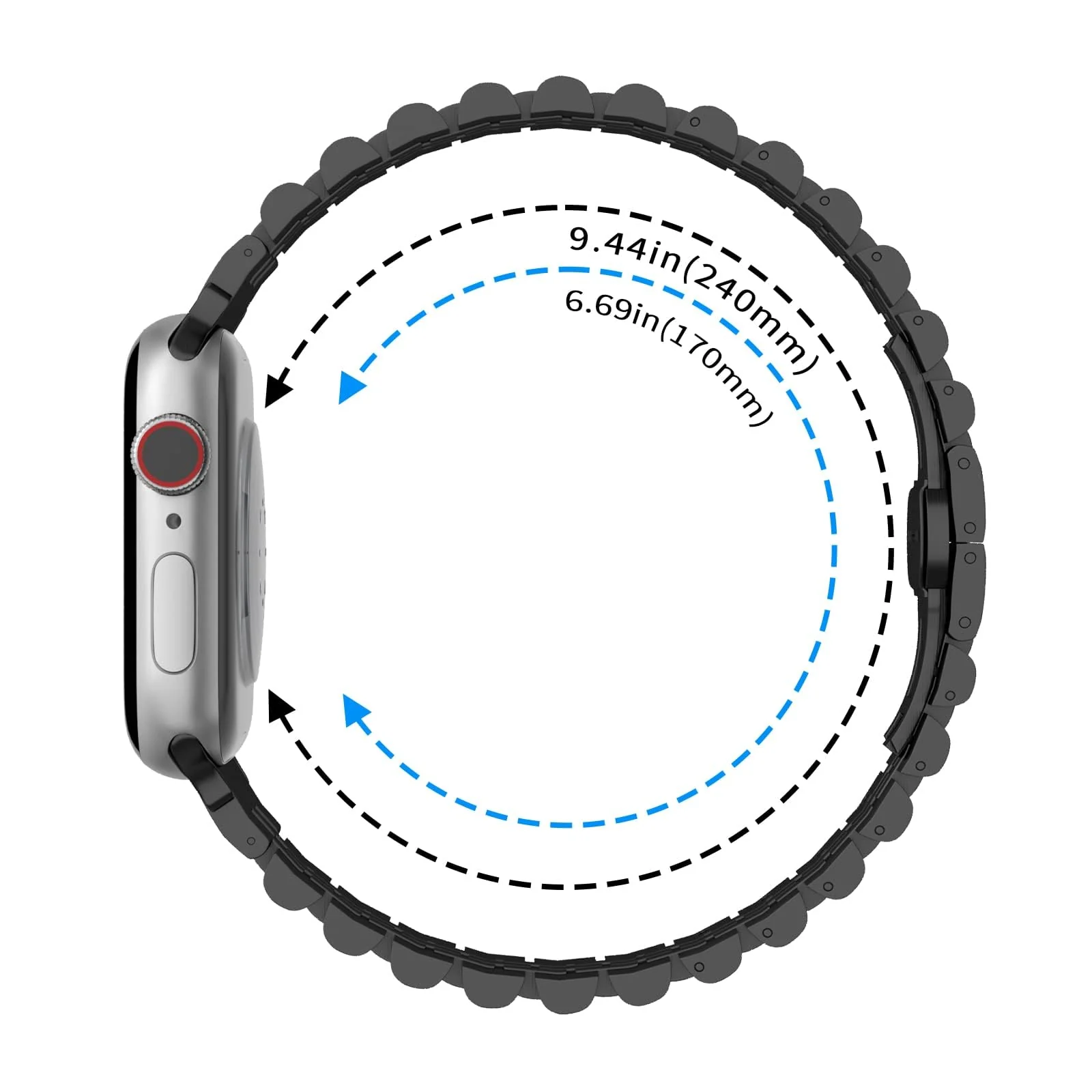 DL3 MOBILAK Band For Apple Watch Ultra Band 49mm 45mm 44mm 42mm 41mm 40mm 38mm, Metal Stainless Steel Strap for Apple Watch Series 8 Ultra 7 6 5 4 3 2 1 Se (42MM/44MM/45MM/49MM) - A.Black
