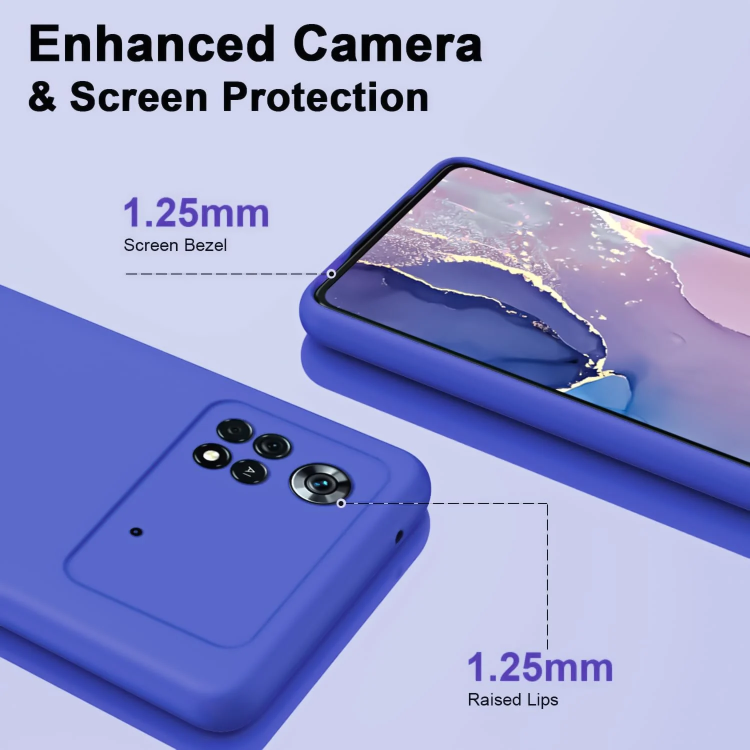 DL3 Mobilak Liquid Silicone Protective Case with Soft Microfiber Lining with Full Camera Protection for Xiaomi Poco X4 Pro 5G - Light Blue