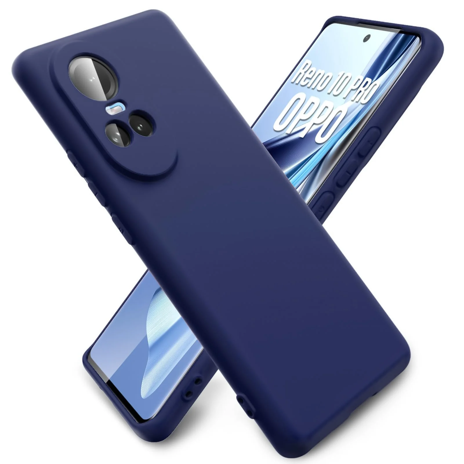 DL3 Mobilak Liquid Silicone Protective Case for OPPO Reno 10 with Microfiber Lining and Shockproof Design - Blue 2