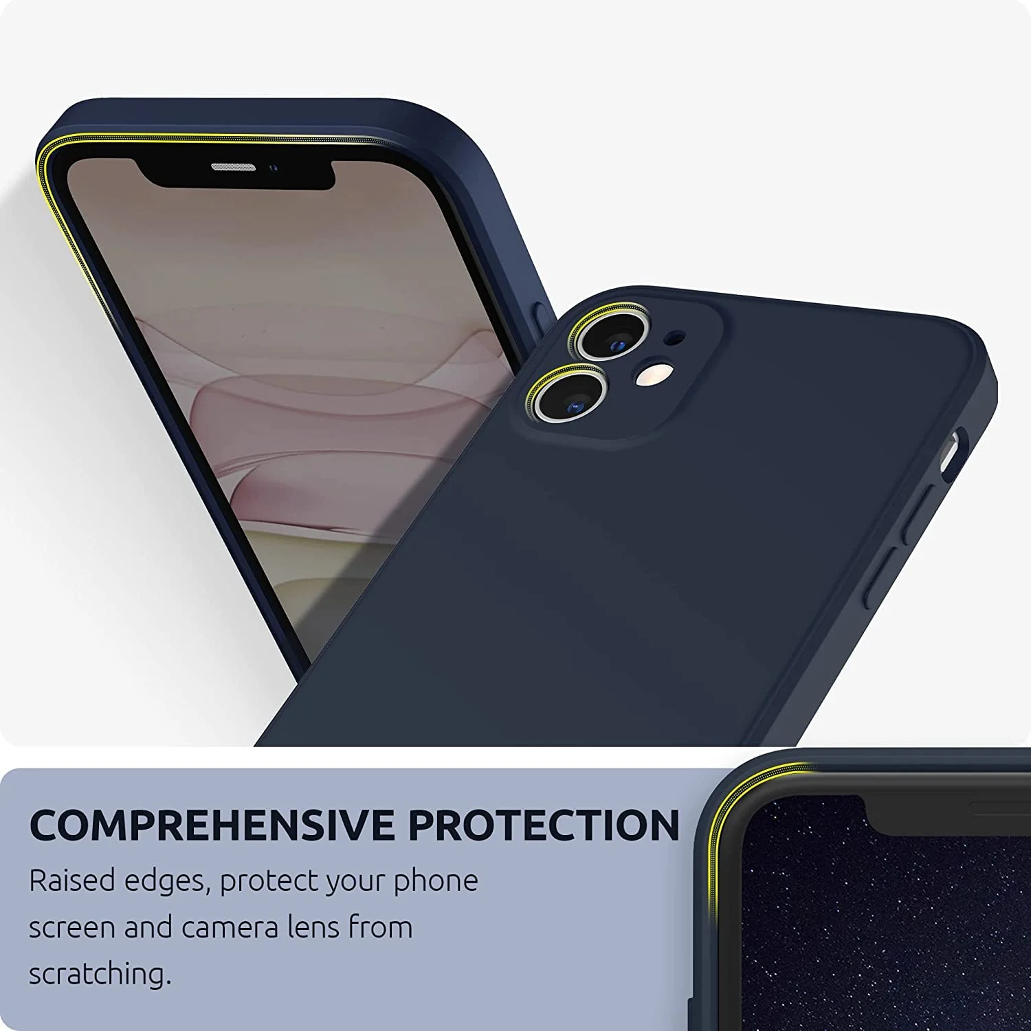 DL3 Mobilak Liquid Silicone Protective Case for iPhone 11 (6.1 Inch) with Camera Protection and Microfiber Lining - Dark Blue
