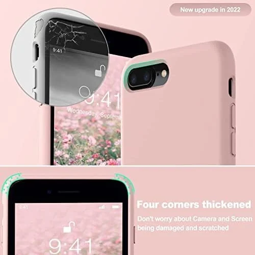 DL3 Mobilak Compatible with iPhone 6 / 6S Case, Liquid Silicone Case, Full Body Protective Cover, Shockproof, Slim Phone Case, Anti-Scratch Soft Microfiber Lining - Pink Sand