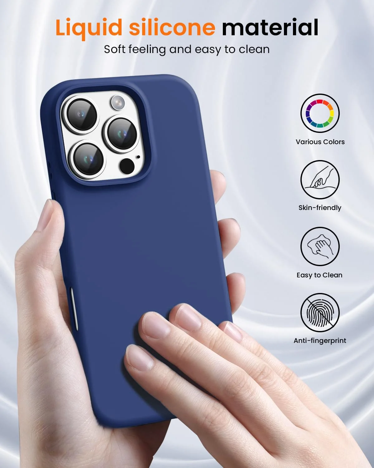 DL3 Mobilak Compatible with iPhone 16 Pro Max 6.9-inch Case, Premium Liquid Silicone Case, Full Body Protective Cover, Shockproof, Slim Phone Case, Anti-Scratch Soft Microfiber Lining - A. Blue