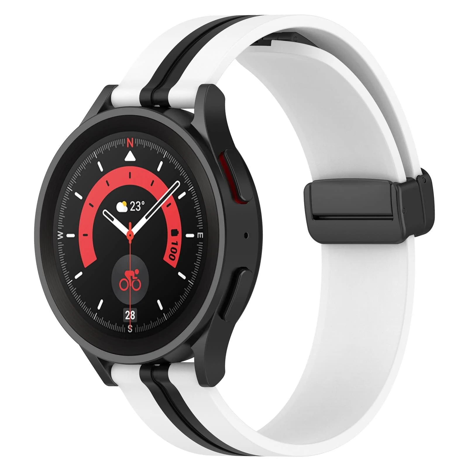 DL3 Mobilak 22MM Silicone Band Magnetic Clasp Strap For Xiaomi Redmi Watch 5 Active/5 Lite/Compatible with Samsung Galaxy Watch 46mm/Watch 3 45mm/Gear S3/Huawei watch (GT6 GT5 GT4 GT3 (A. ) - A.White Black