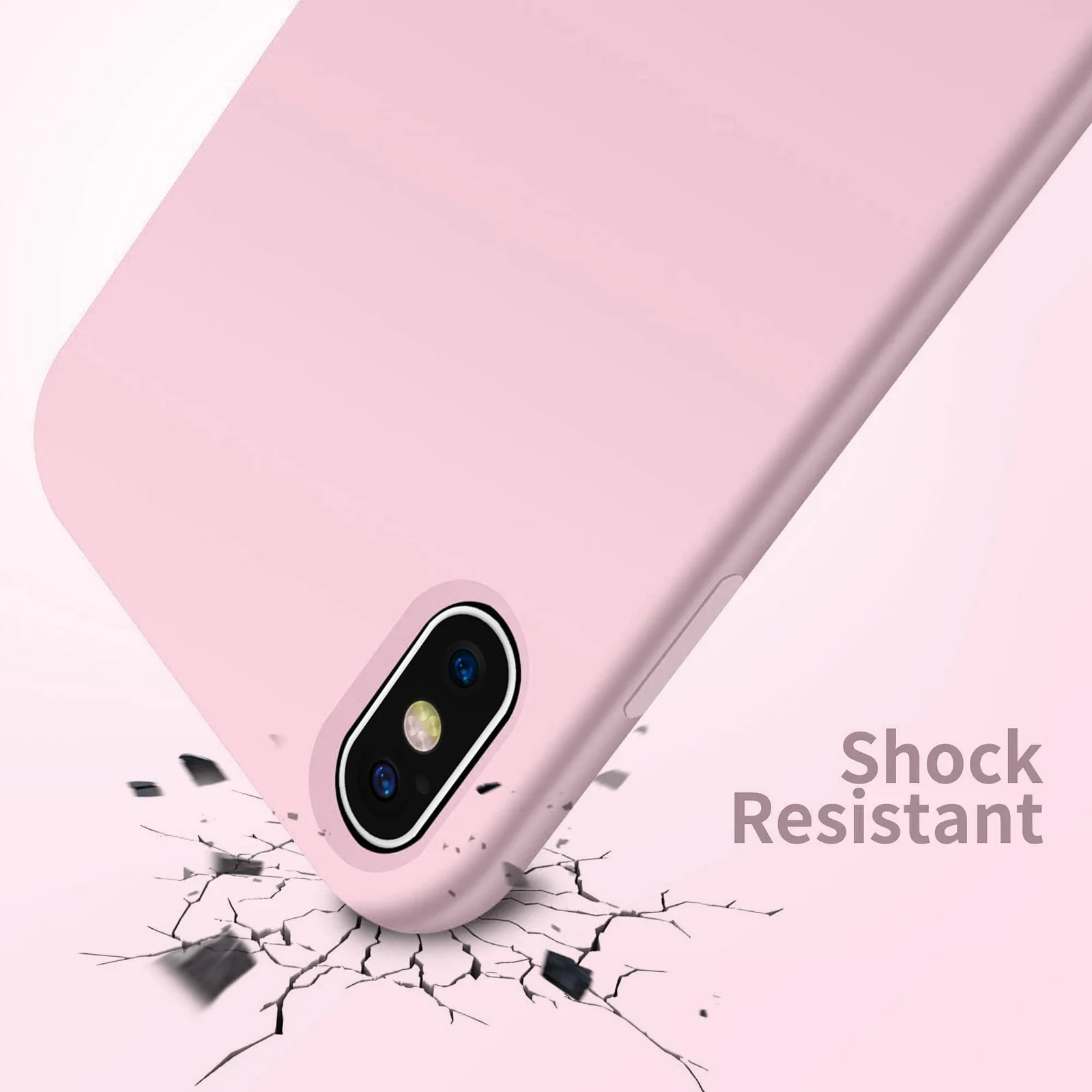 DL3 Mobilak Compatible with iPhone X/iPhone XS Case, Liquid Silicone, Full Body Protective Cover, Shockproof, Slim Phone Case, Anti-Scratch Soft Microfiber Lining - Pink