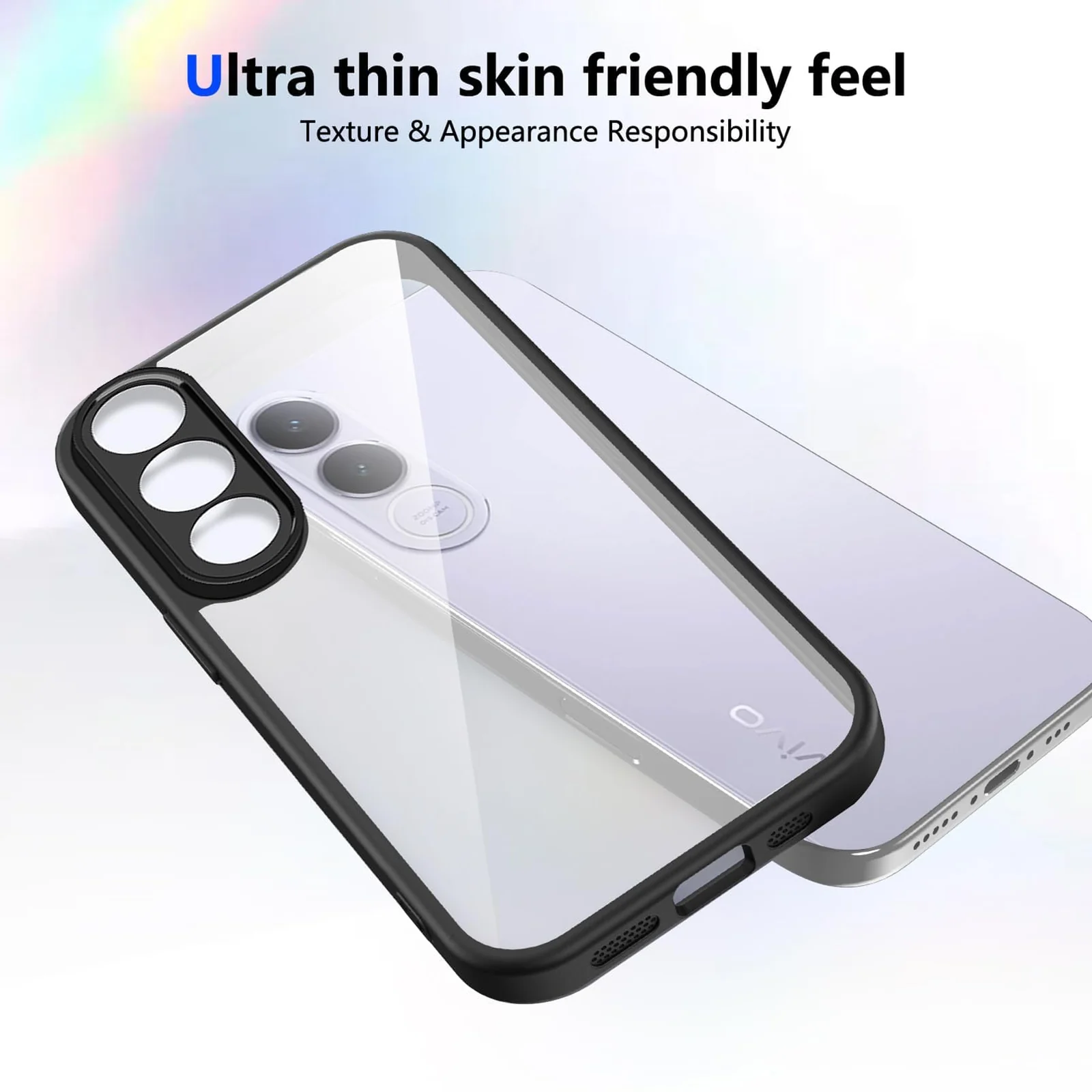 DL3 Mobilak Clear PC and TPU Protective Case for vivo V70 FE with Camera Protection and Military-Grade Protection - Black