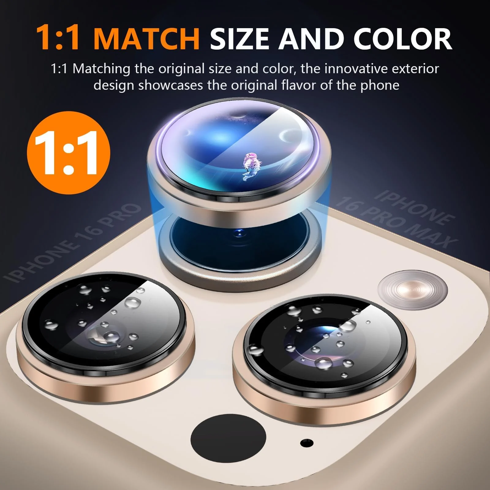 DL3 Mobilak Camera Lens Protector For iPhone 16 Pro/iPhone 16 Pro Max, [Keep Original Shooting] Tempered Glass Screen Protector Metal Individual Camera Cover, Case Friendly - Desert Titanium