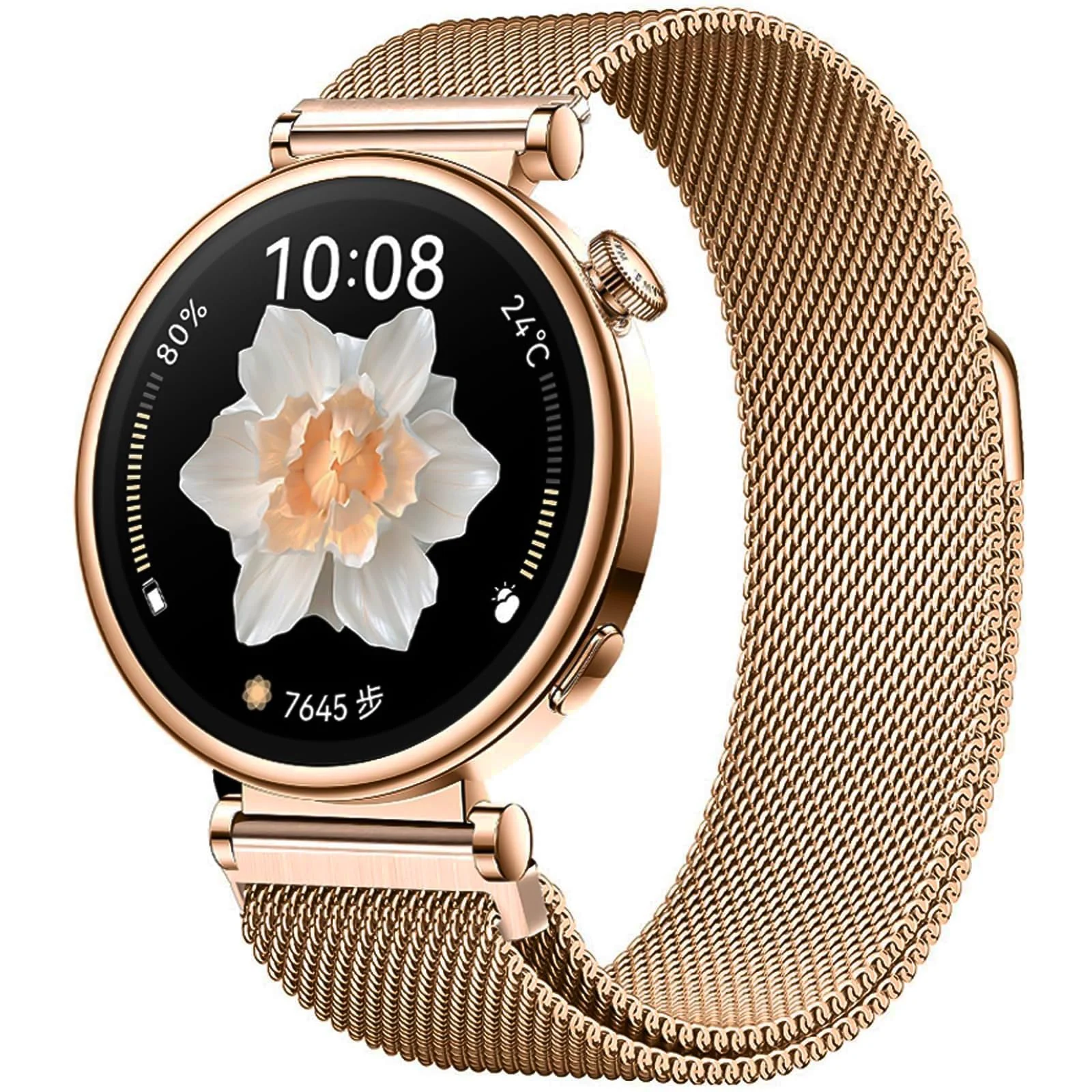 DL3 Mobilak Strap For Huawei Watch GT 6 41mm/Watch5 42mm/GT 5 Pro 42mm/GT 5 41mm/GT4 41 mm/Garmin Venu 3S/Fossil Women's Gen 6, 18mm Stainless steel Metal Milanese Magnetic Mesh Bands - Rose Gold