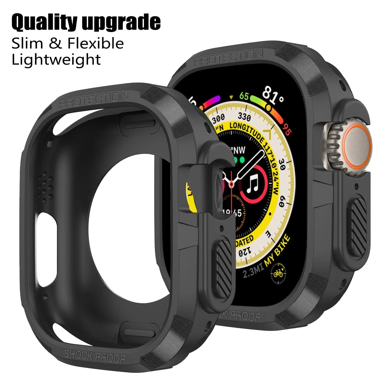 DL3 Mobilak Compatible for Apple Watch Ultra 49mm Rugged Case All Around Shockproof TPU Protective Cover Bumper Lightweight and Shock Absorbent for Apple Watch Ultra 49mm - Black
