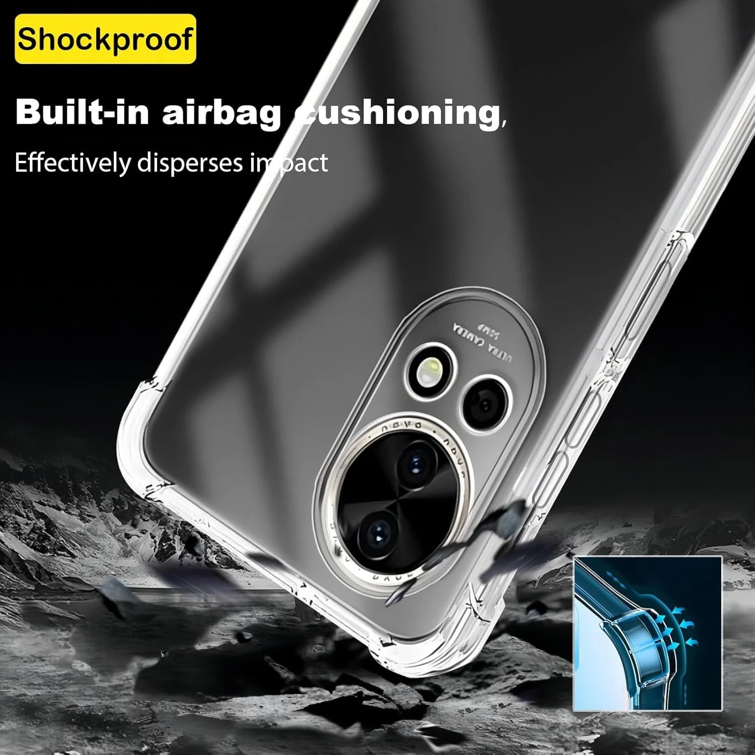 DL3 Mobilak Case Compatible with Huawei Nova 13 / Nova 12, Cover Silicone Transparent TPU Gorilla Anti-shock Protector Camera Shockproof Corners - Clear
