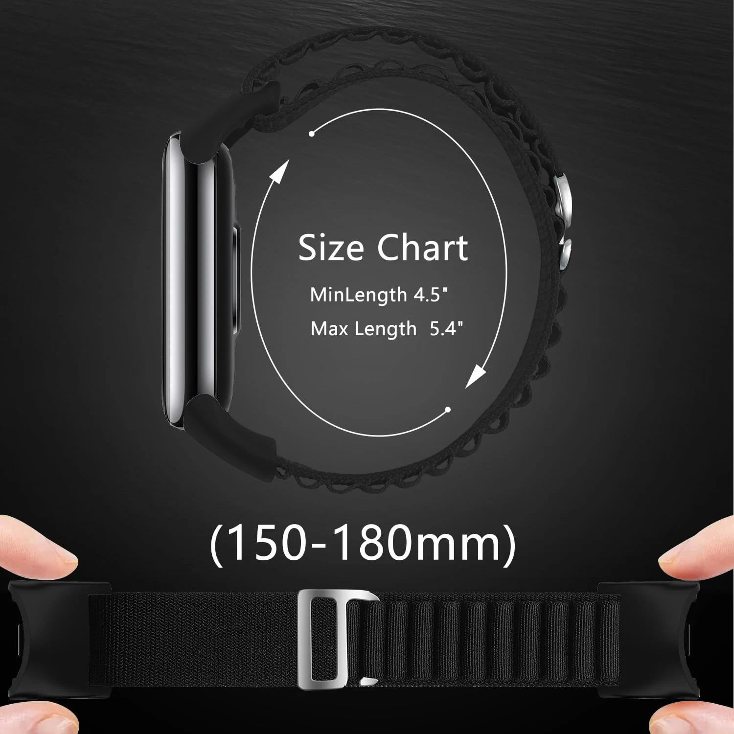 DL3 Mobilak Nylon Strap for Xiaomi Mi Band 9/Mi Band 8/Smart Band 8/Smart Band 9, Nylon Titanium G Hook Band, Upgraded Nylon Watch Band, Adjustable Replacement Strap for Xiaomi Band 8 | 9 - Black